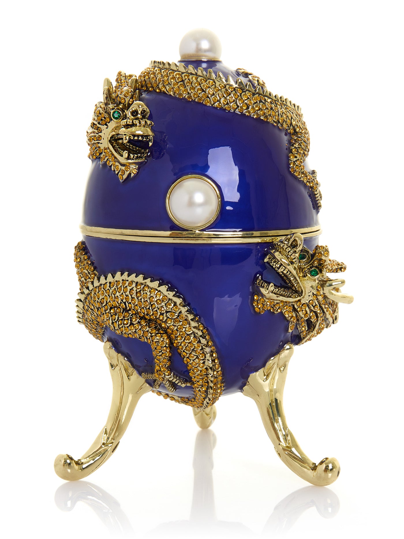Keren Kopal Blue Faberge Egg with Dragon Music Playing Egg