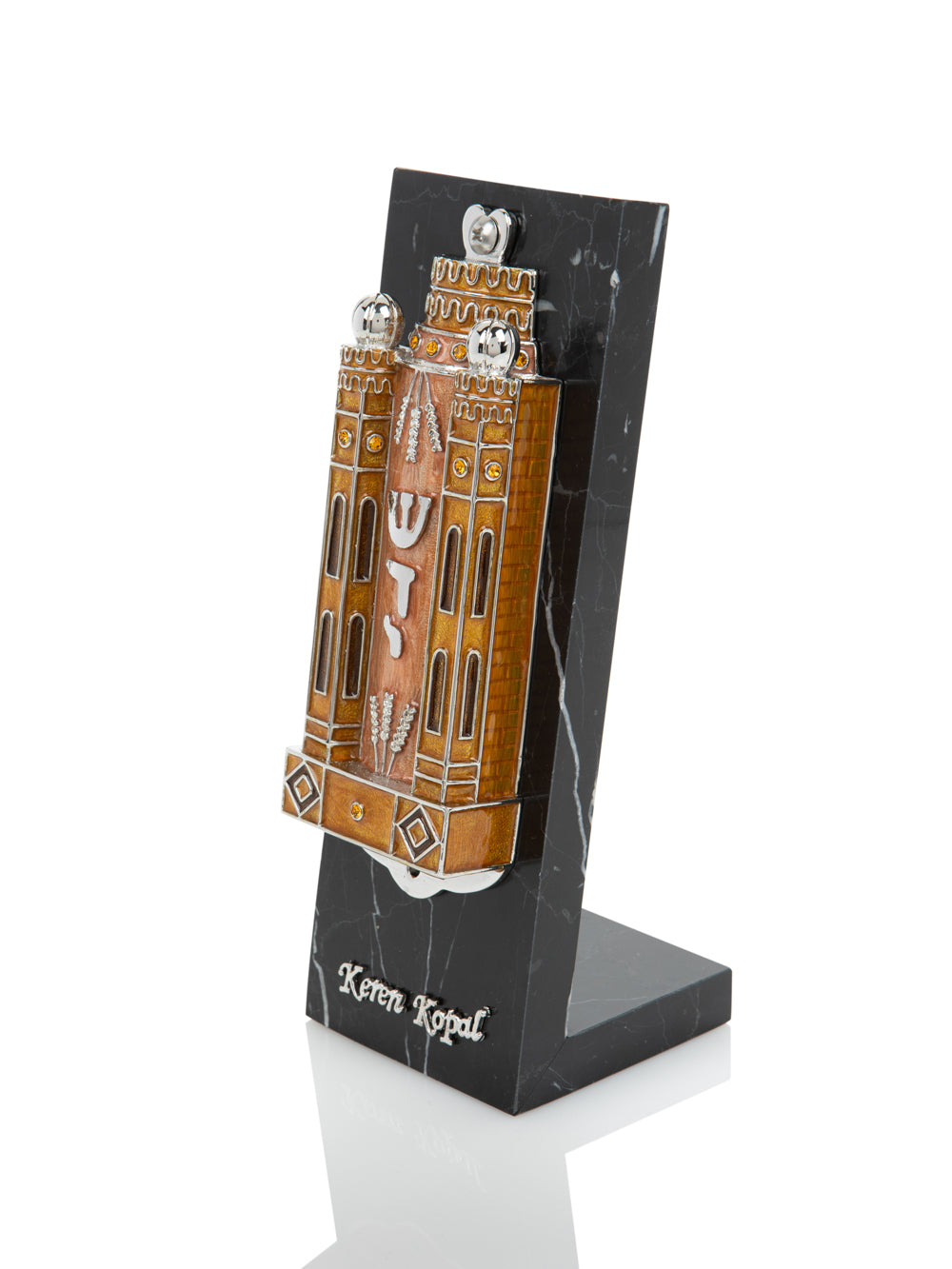Brown Contemporary Holy Ark Mezuzah