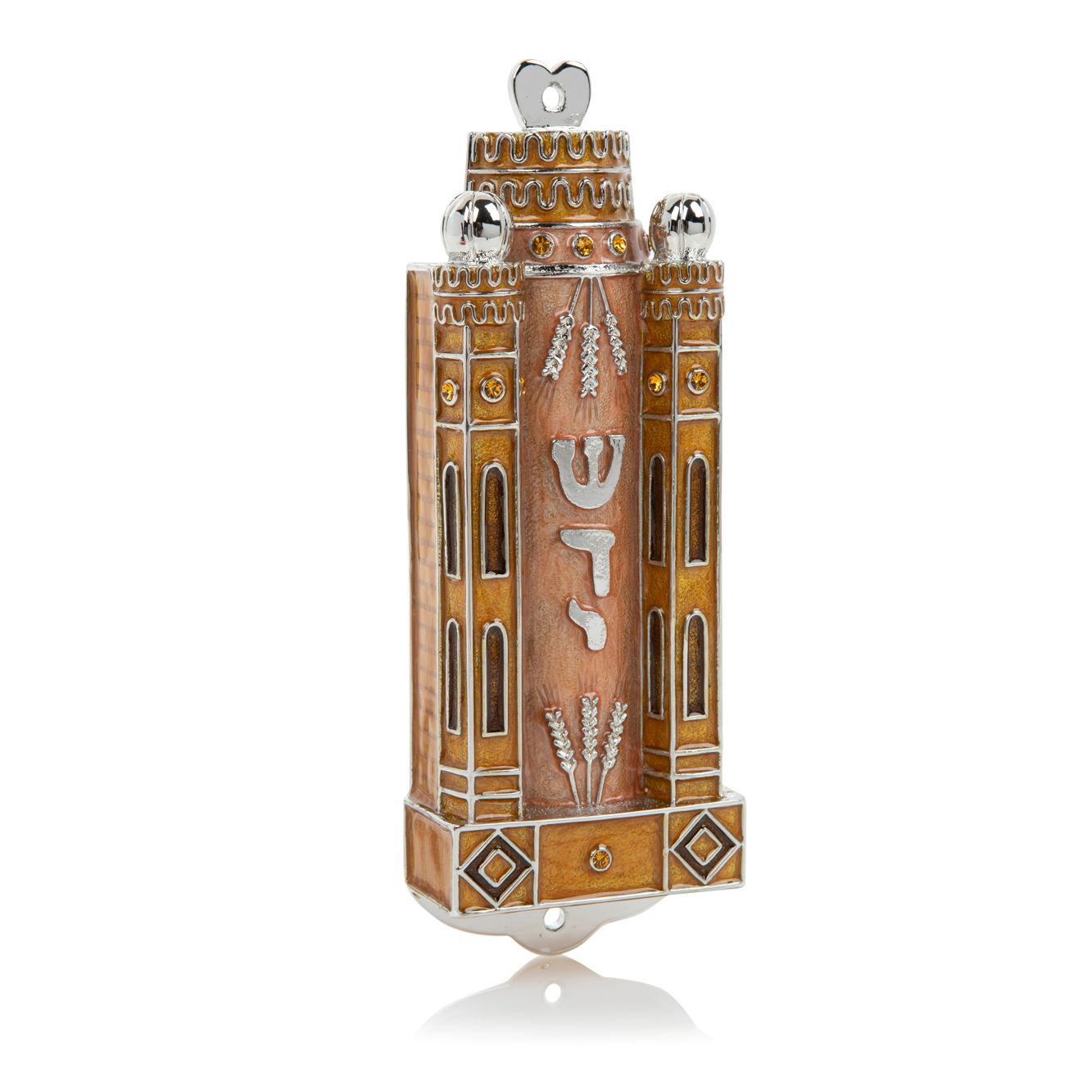 Brown Contemporary Holy Ark Mezuzah