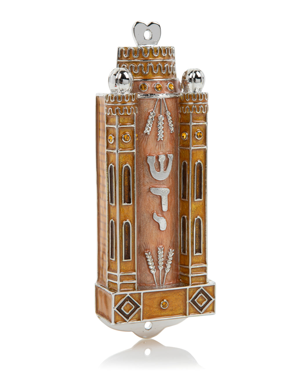 Brown Contemporary Holy Ark Mezuzah