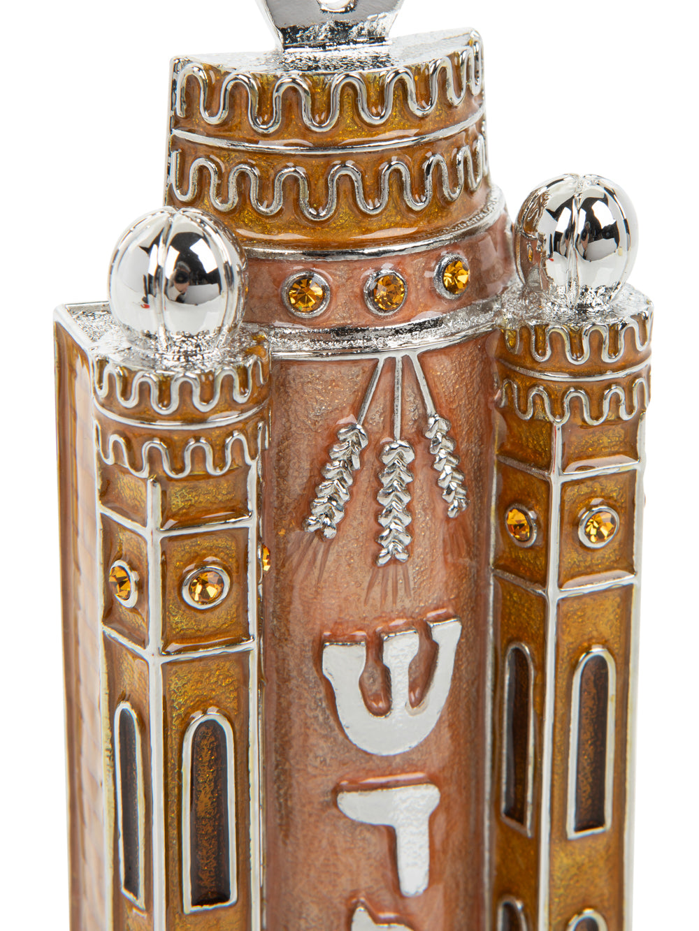 Brown Contemporary Holy Ark Mezuzah