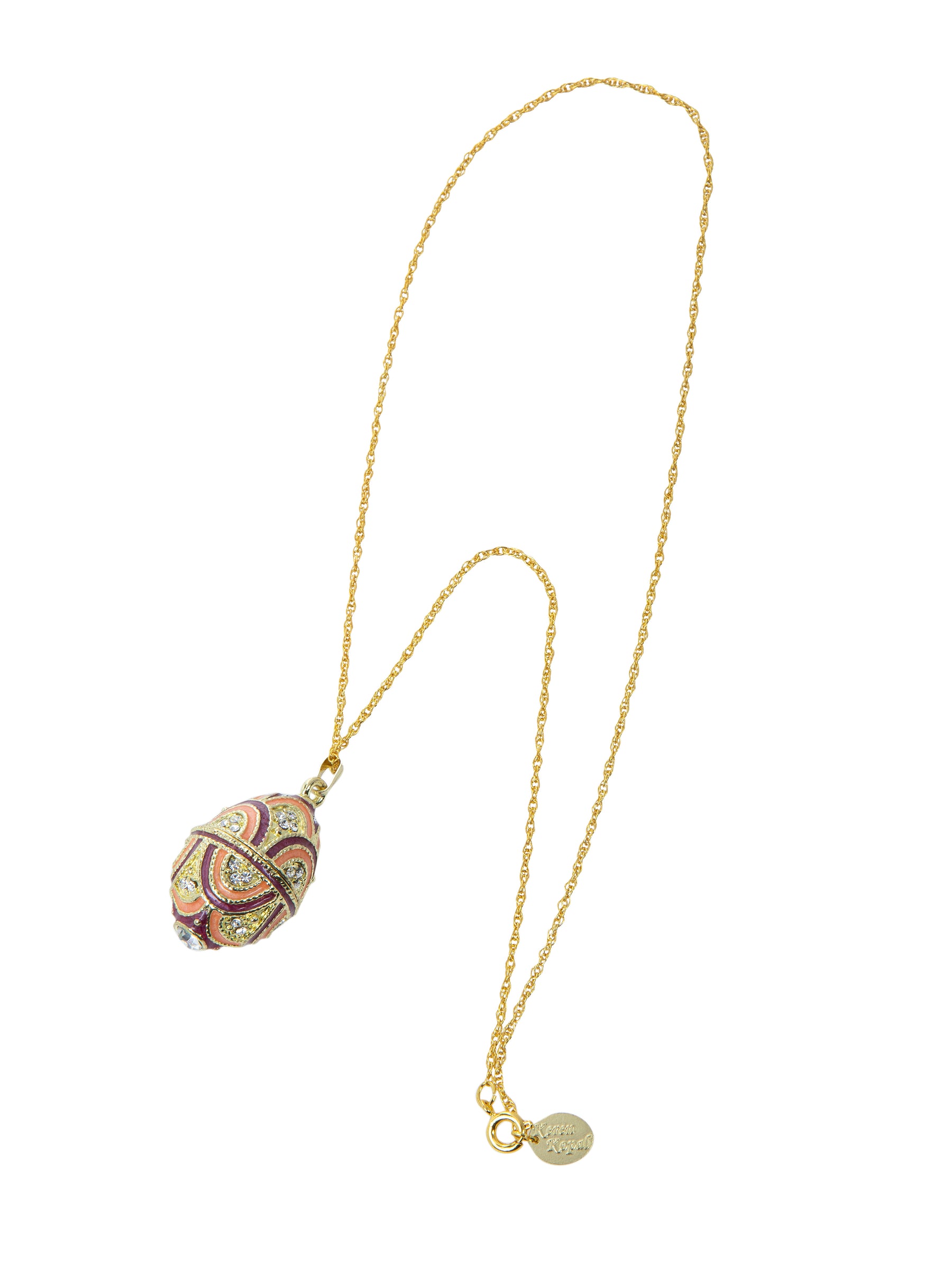 Purple & Peach Egg Pendant Necklace