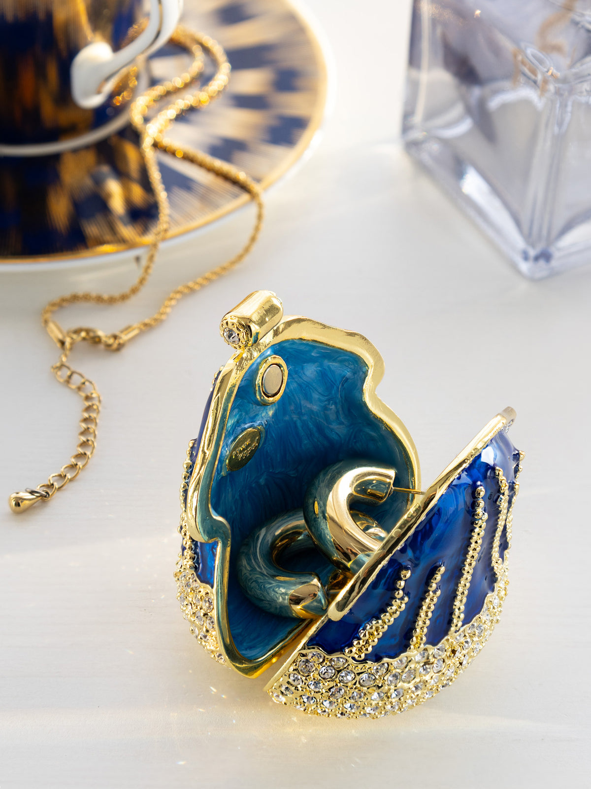 Keren Kopal Golden Blue Purse Trinket Box