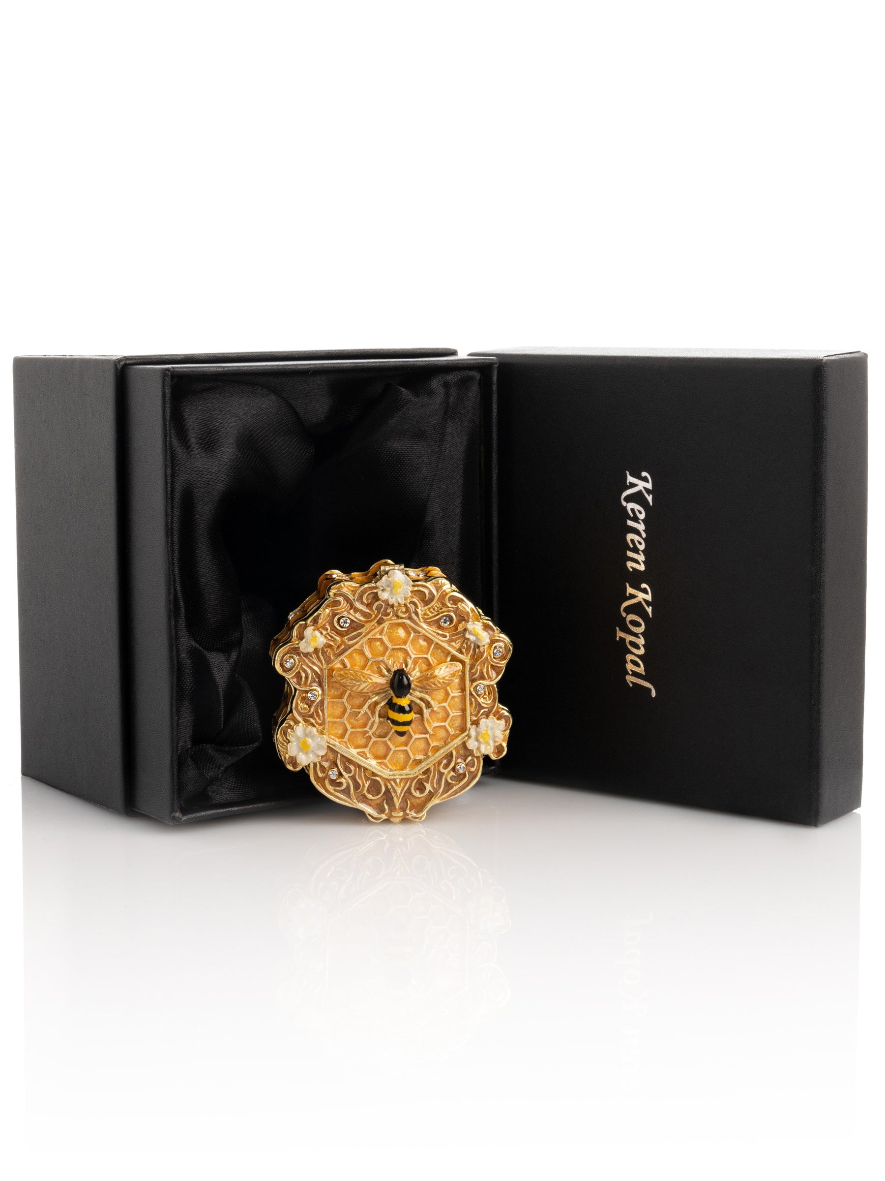 Trinket Box Honeycomb with a Bee Queen on top