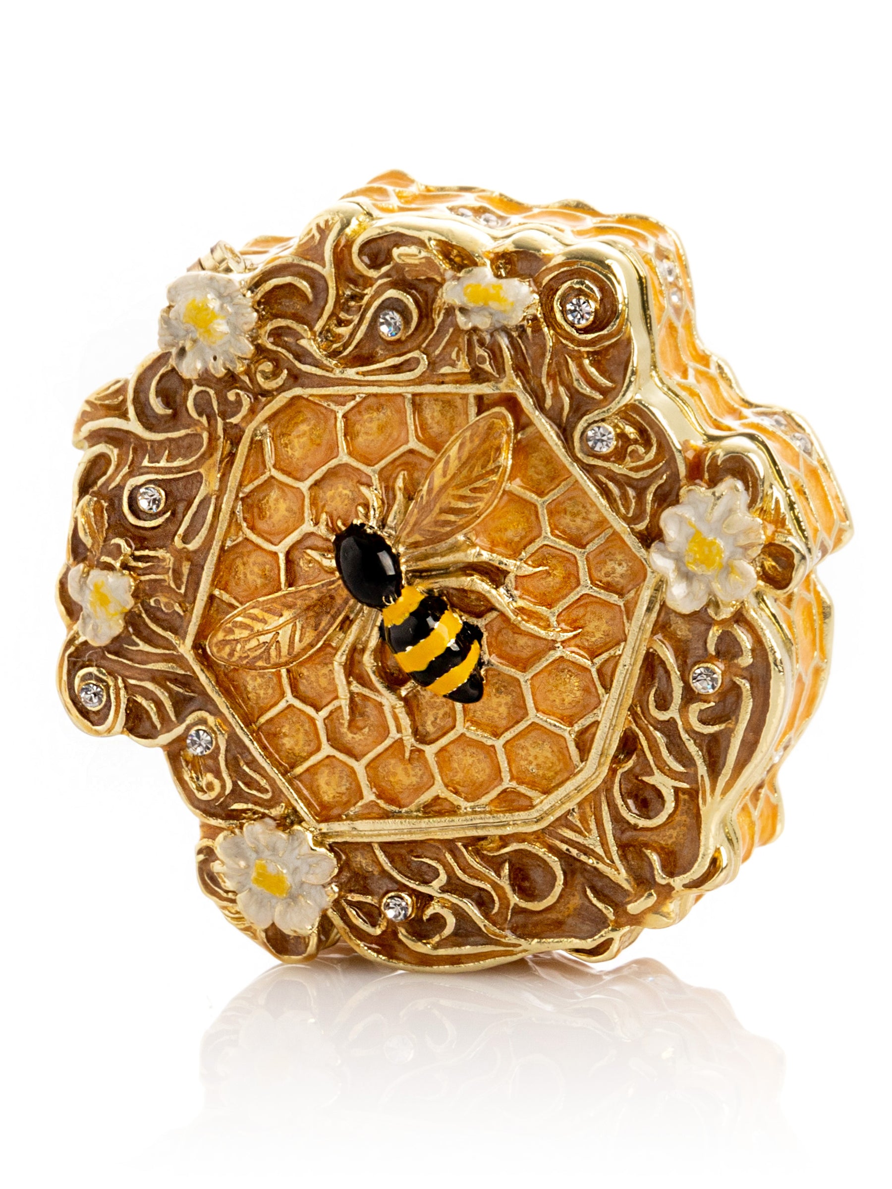 Trinket Box Honeycomb with a Bee Queen on top