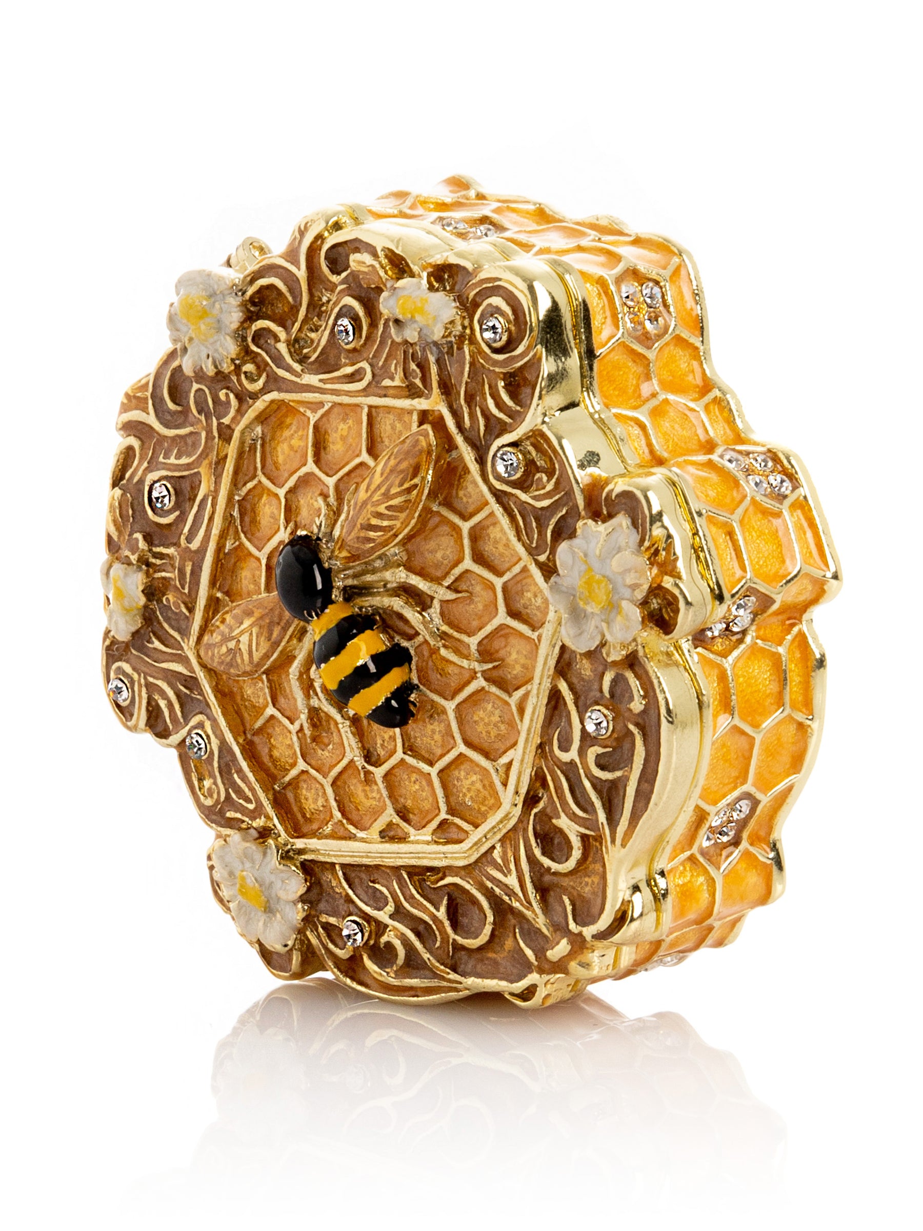 Trinket Box Honeycomb with a Bee Queen on top