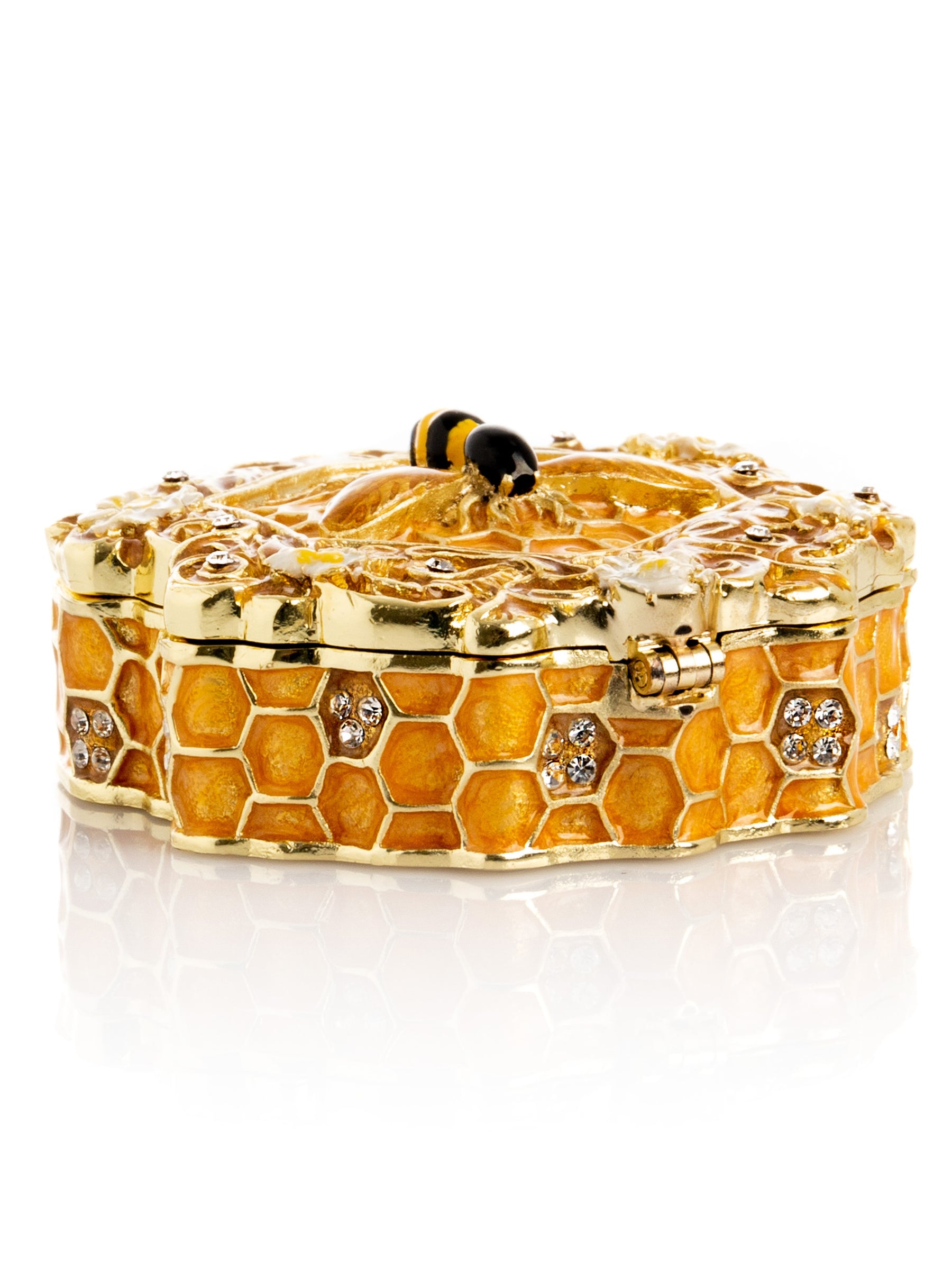 Trinket Box Honeycomb with a Bee Queen on top