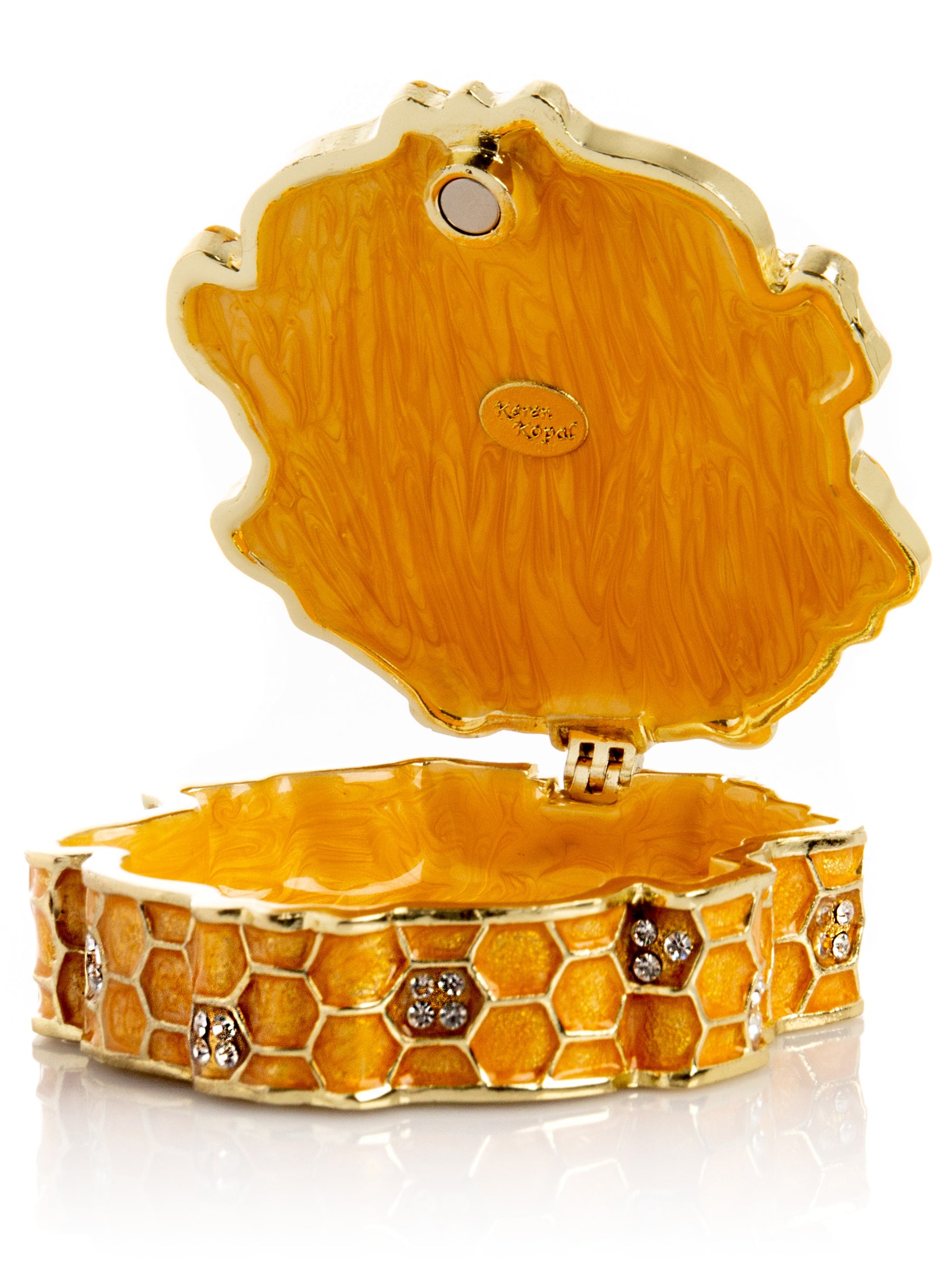 Trinket Box Honeycomb with a Bee Queen on top