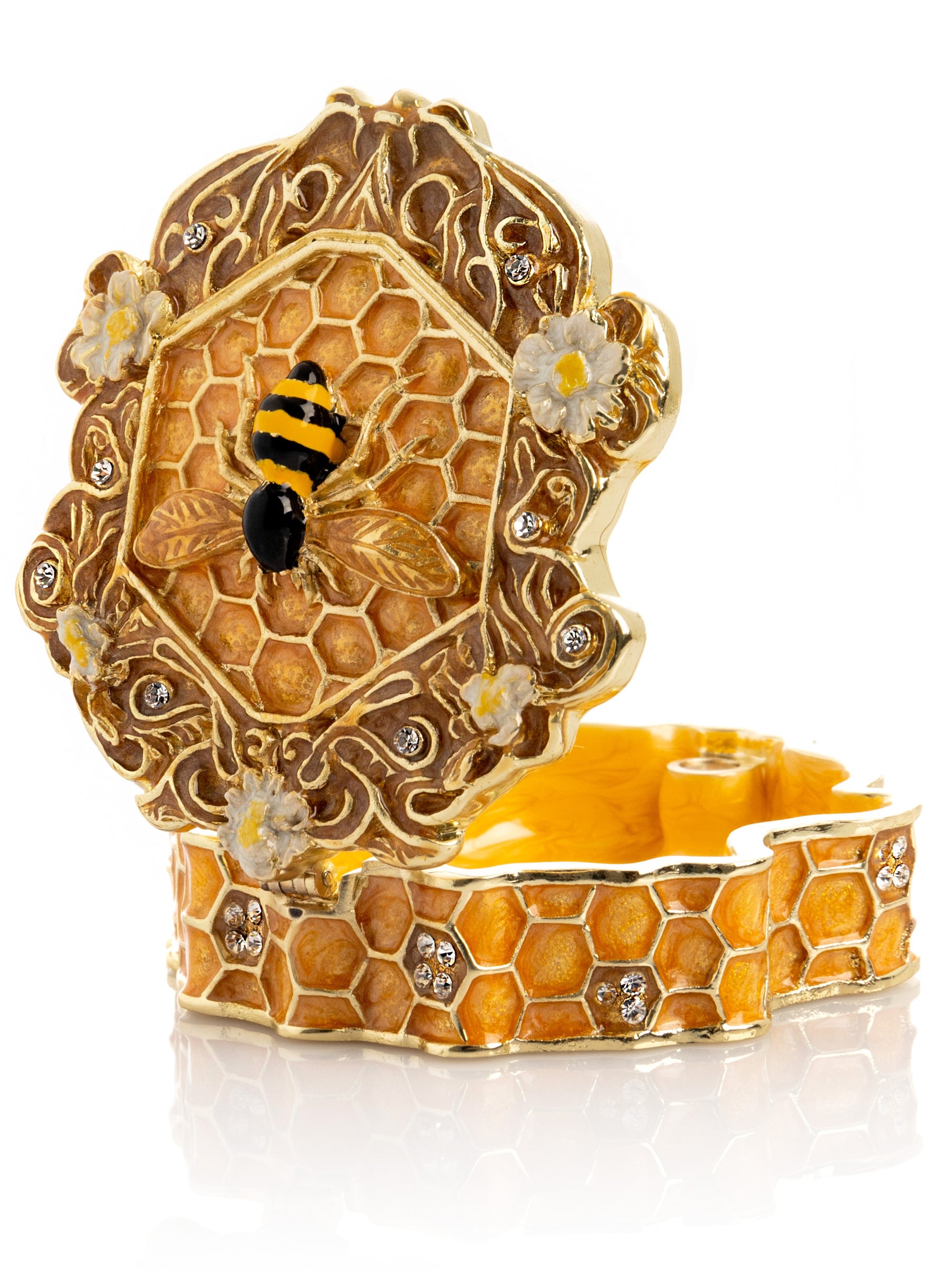 Trinket Box Honeycomb with a Bee Queen on top