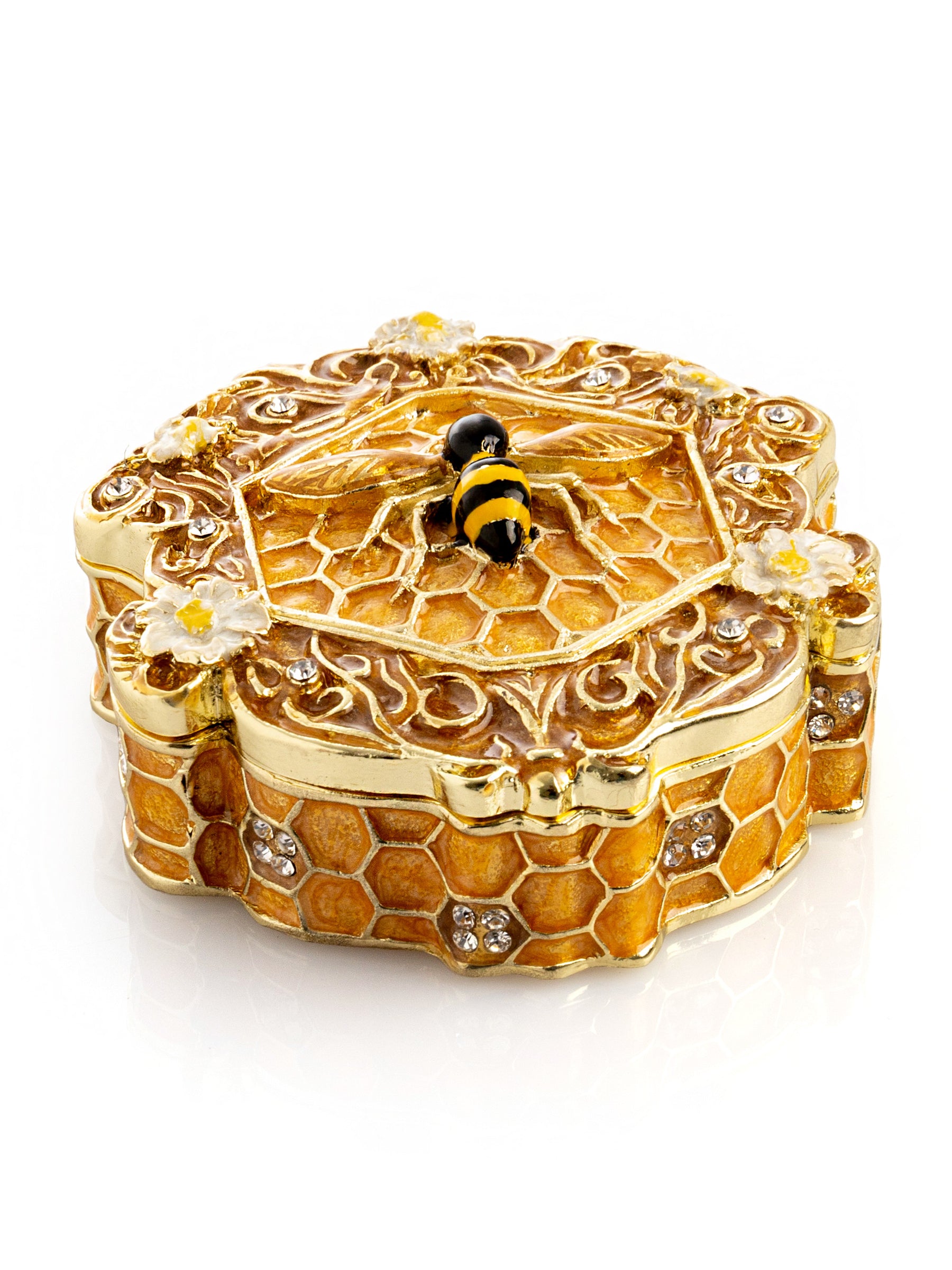Trinket Box Honeycomb with a Bee Queen on top