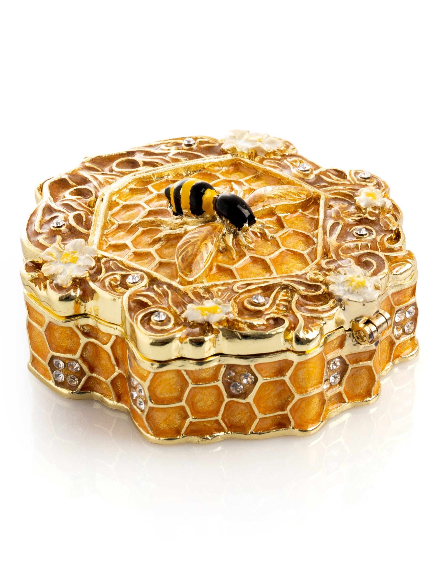 Trinket Box Honeycomb with a Bee Queen on top