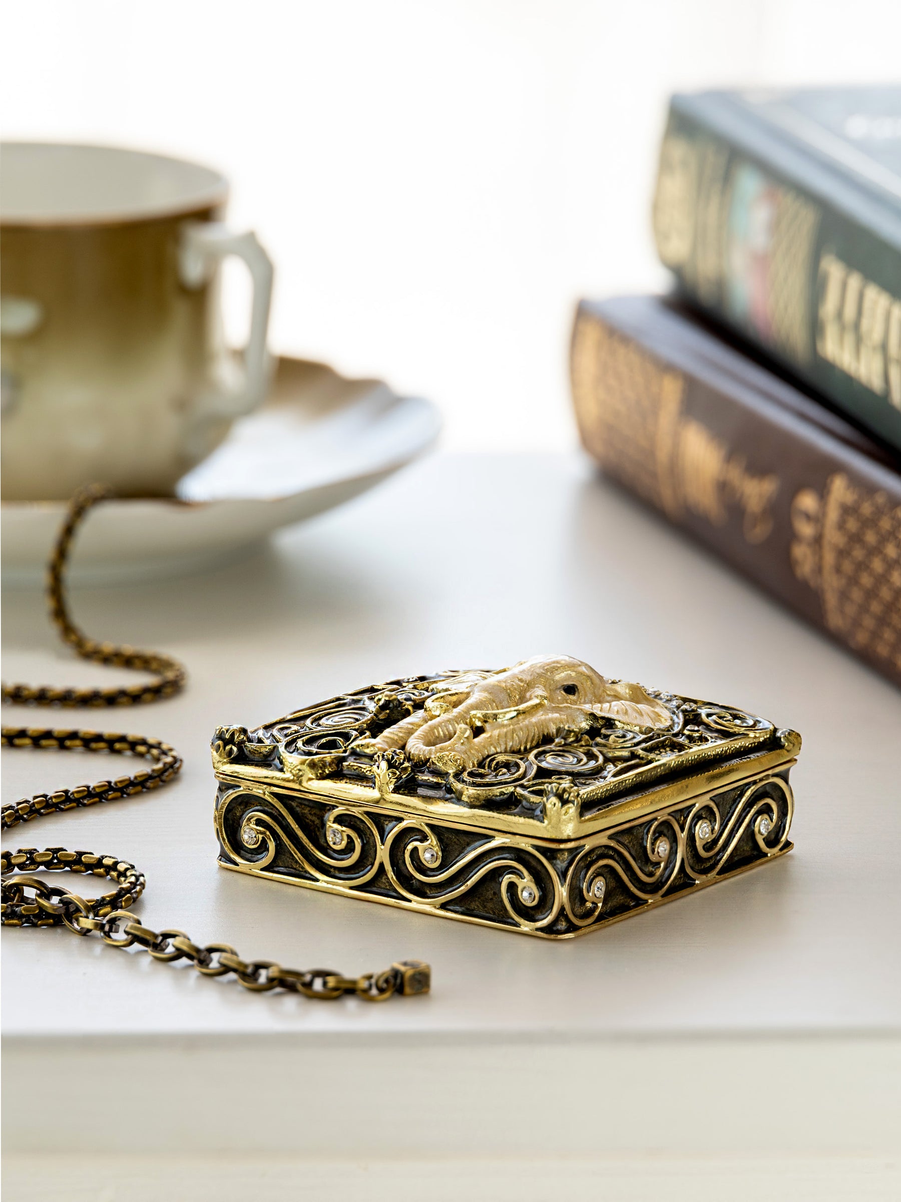 Brown and Gold trinket Box Elephant