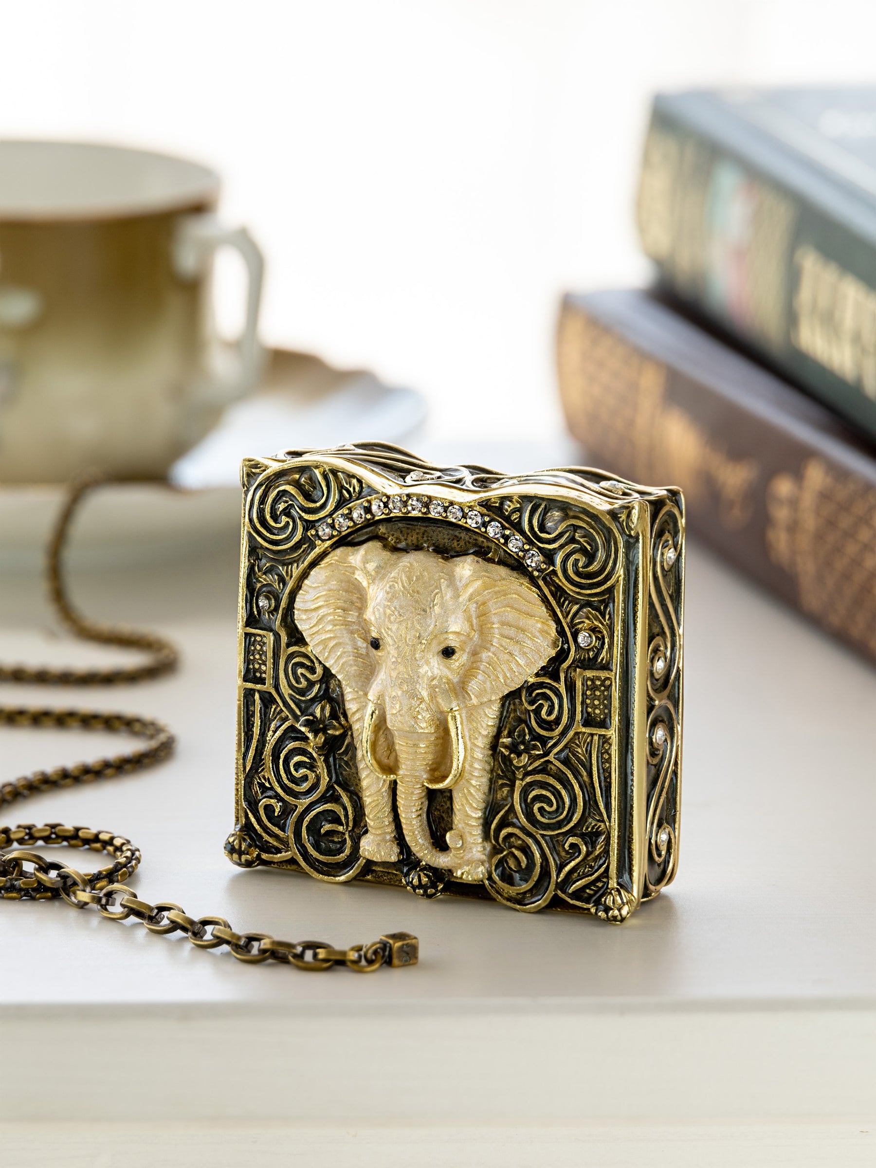 Brown and Gold trinket Box Elephant