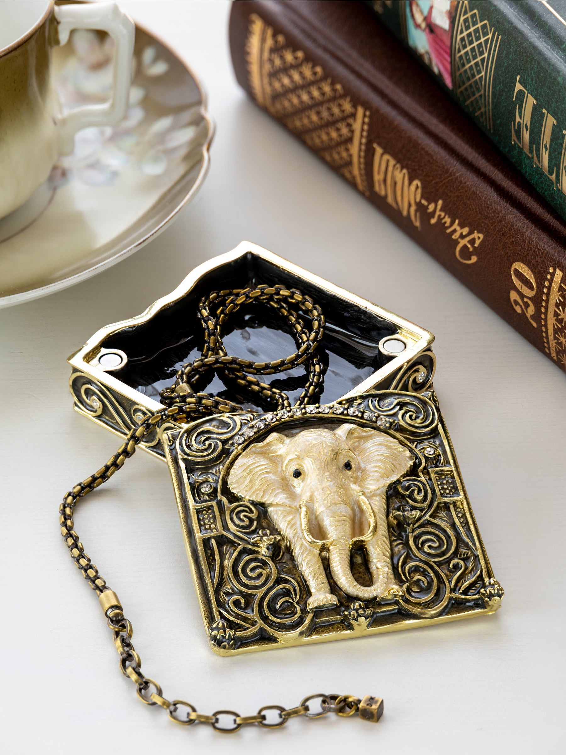 Brown and Gold trinket Box Elephant