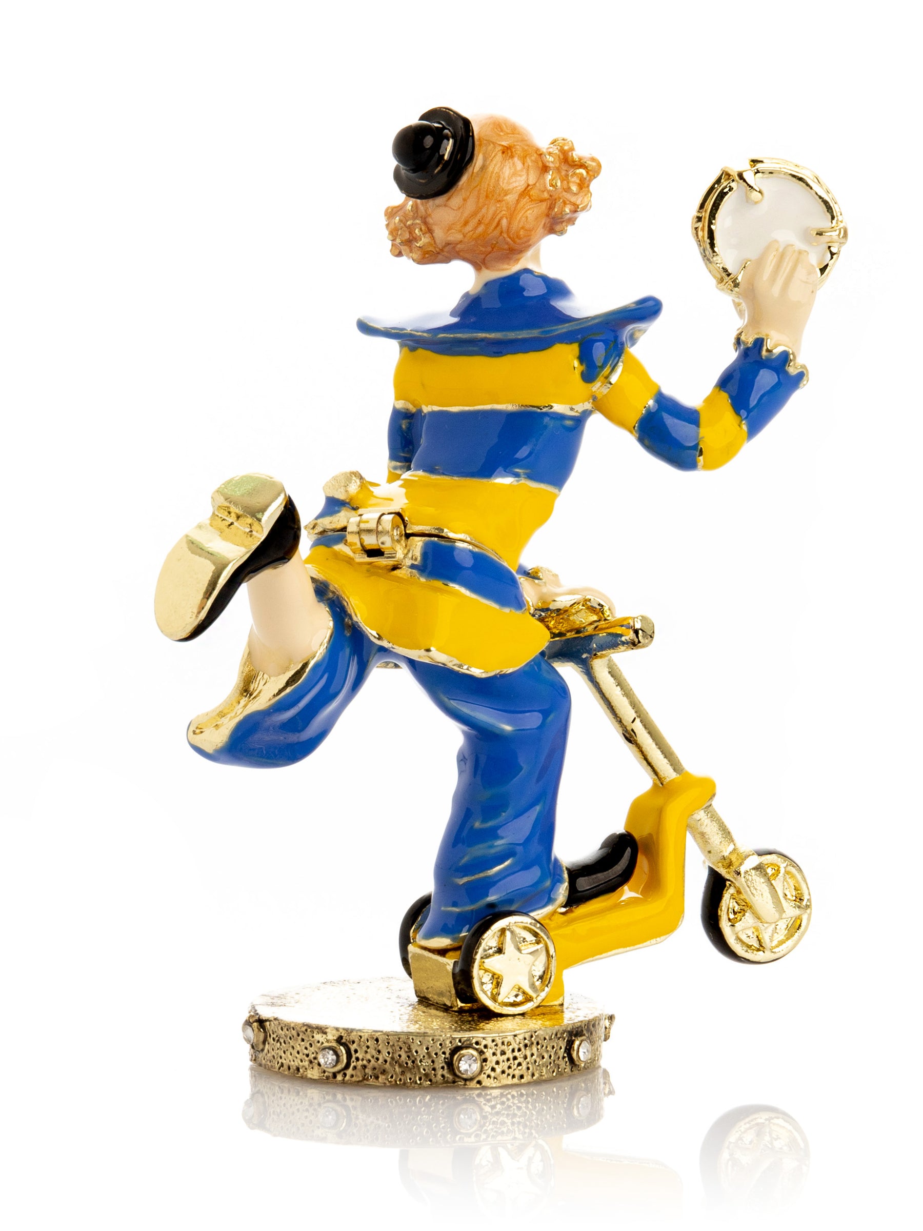 Playful Circus Clown Riding a Scooter Trinket Box