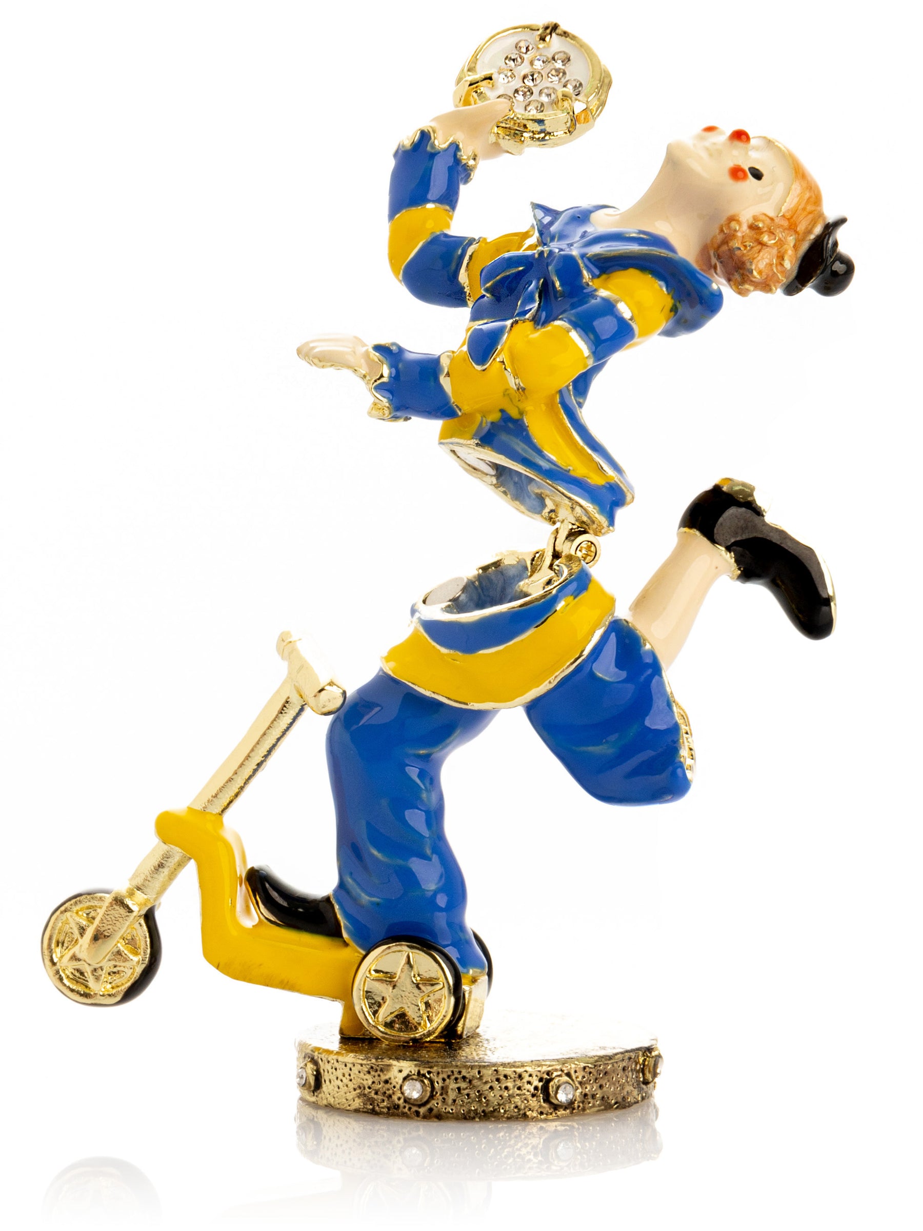 Playful Circus Clown Riding a Scooter Trinket Box
