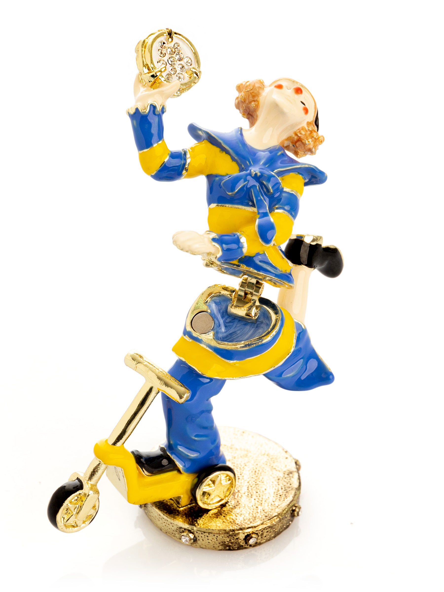 Playful Circus Clown Riding a Scooter Trinket Box