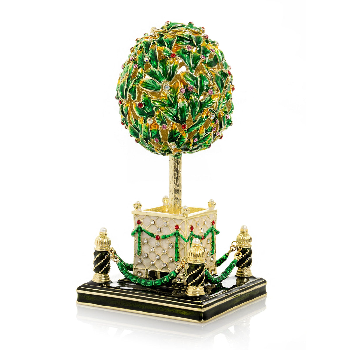 Lorbeerbaum-Fabergé-Ei mit bunten Kristallen