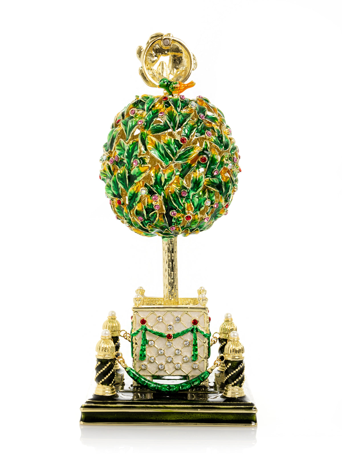 Lorbeerbaum-Fabergé-Ei mit bunten Kristallen