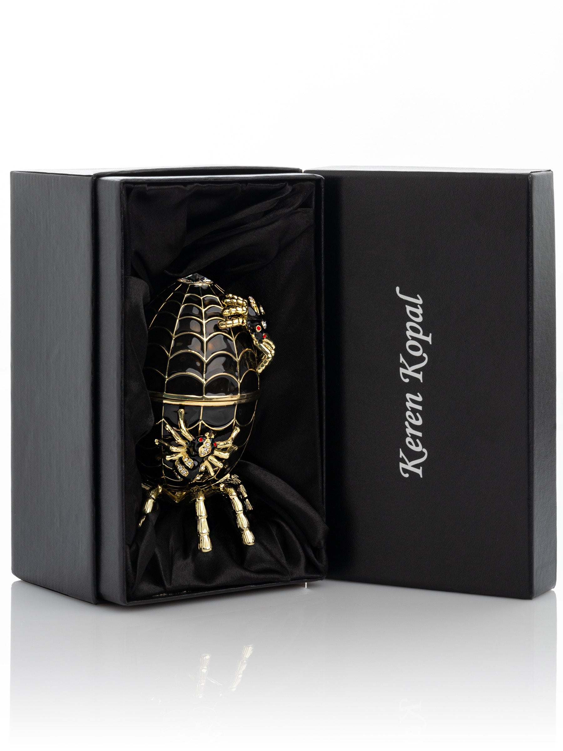 Black Faberge Egg Spiderweb Decoration Music Playing Egg