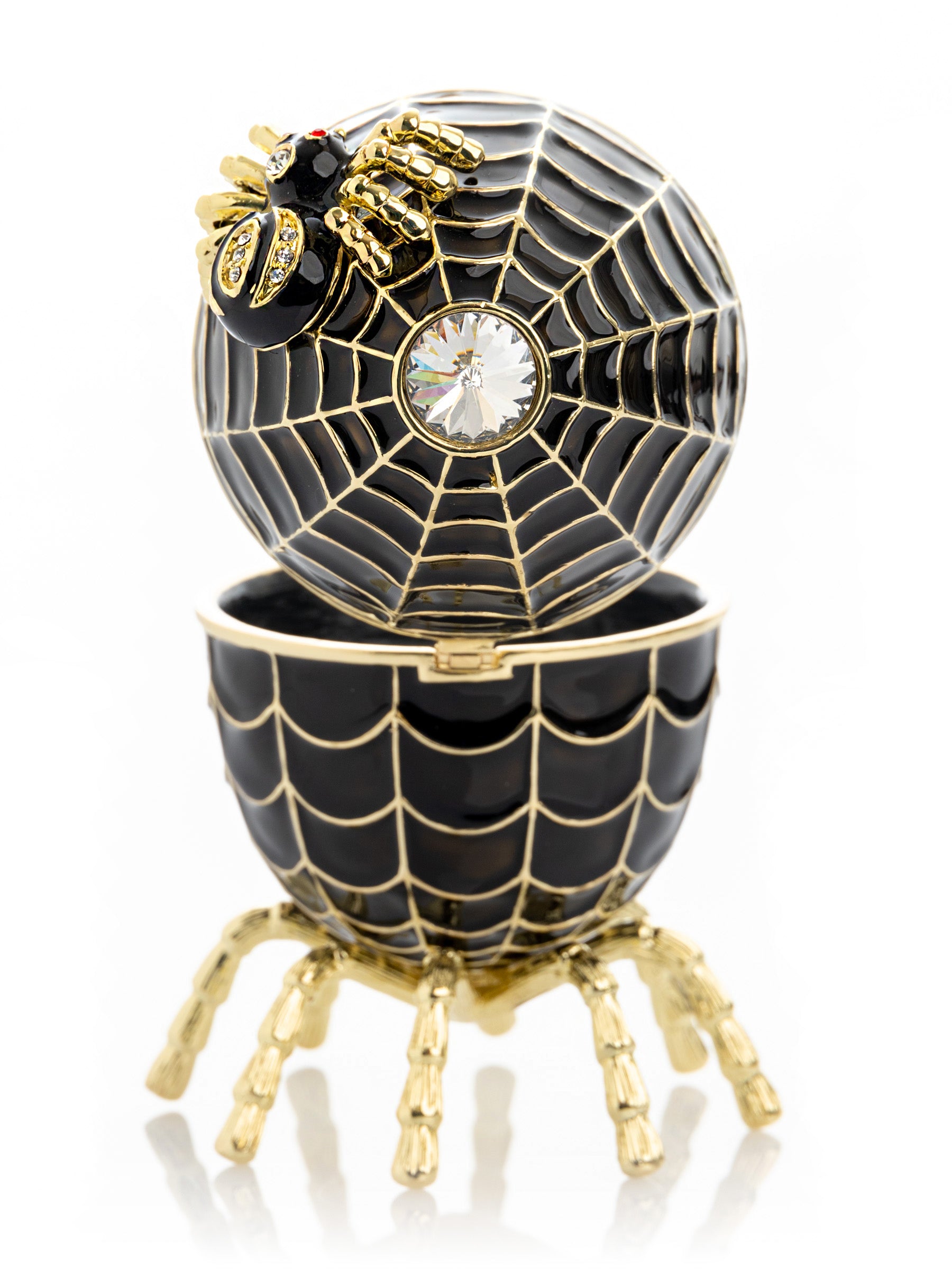 Black Faberge Egg Spiderweb Decoration Music Playing Egg