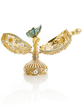 White Faberge Egg with Butterfly Inside