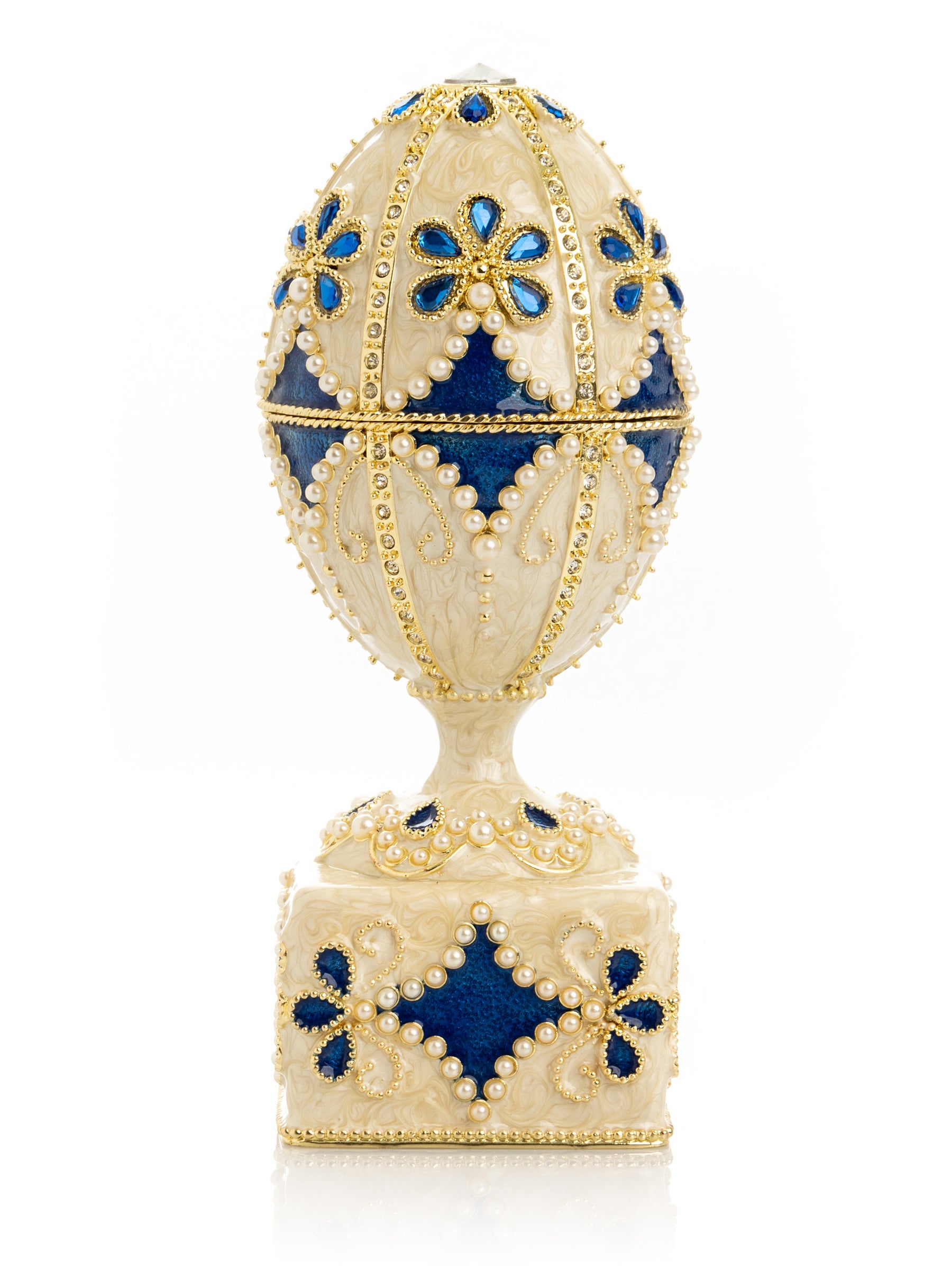 Pearl Beige Faberge Egg with Swan Hidden compartment