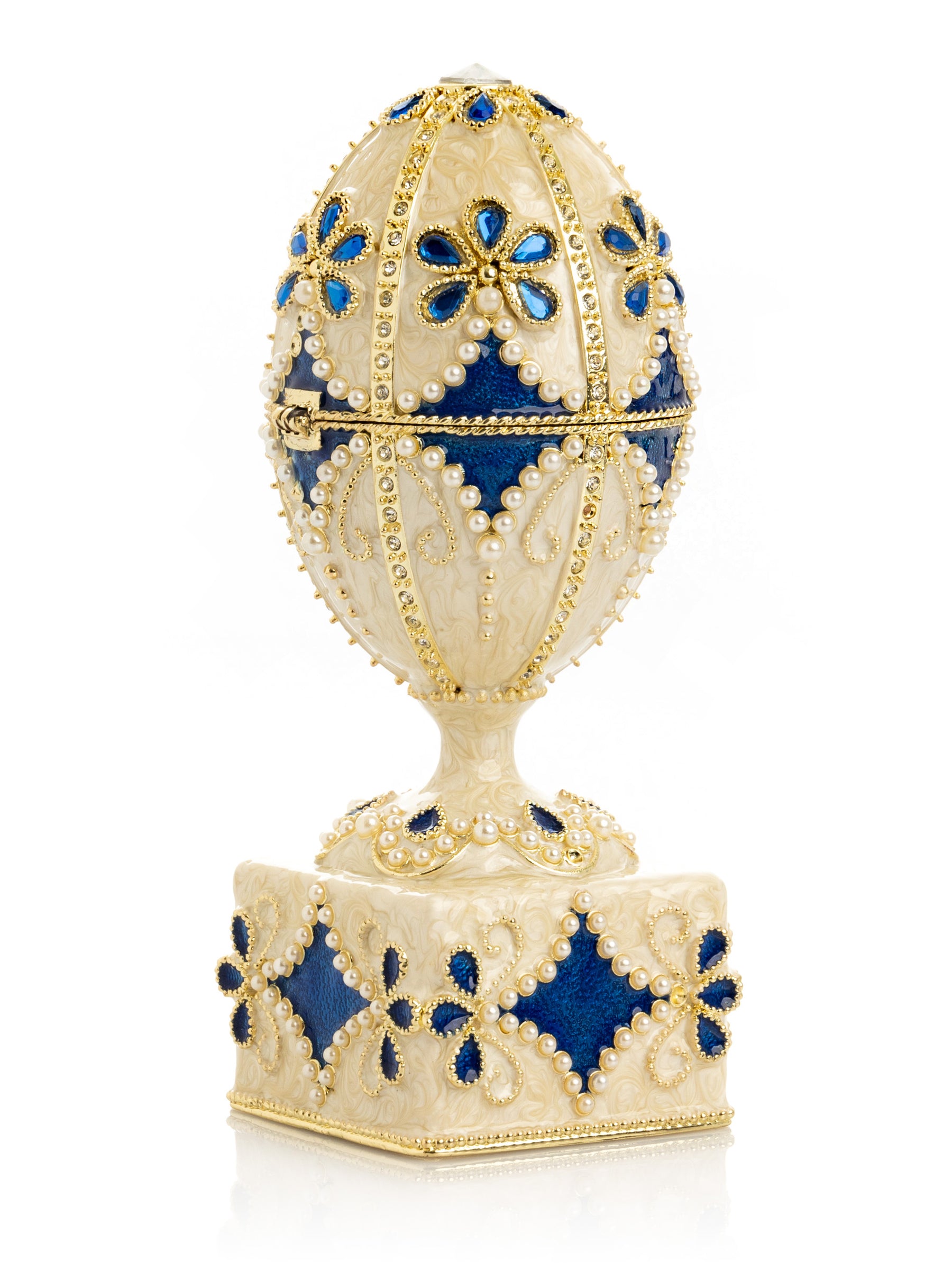 Pearl Beige Faberge Egg with Swan Hidden compartment
