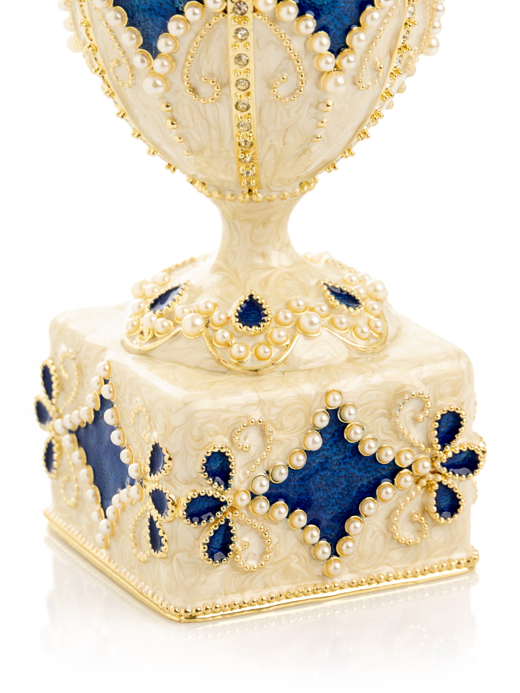 Pearl Beige Faberge Egg with Swan Hidden compartment