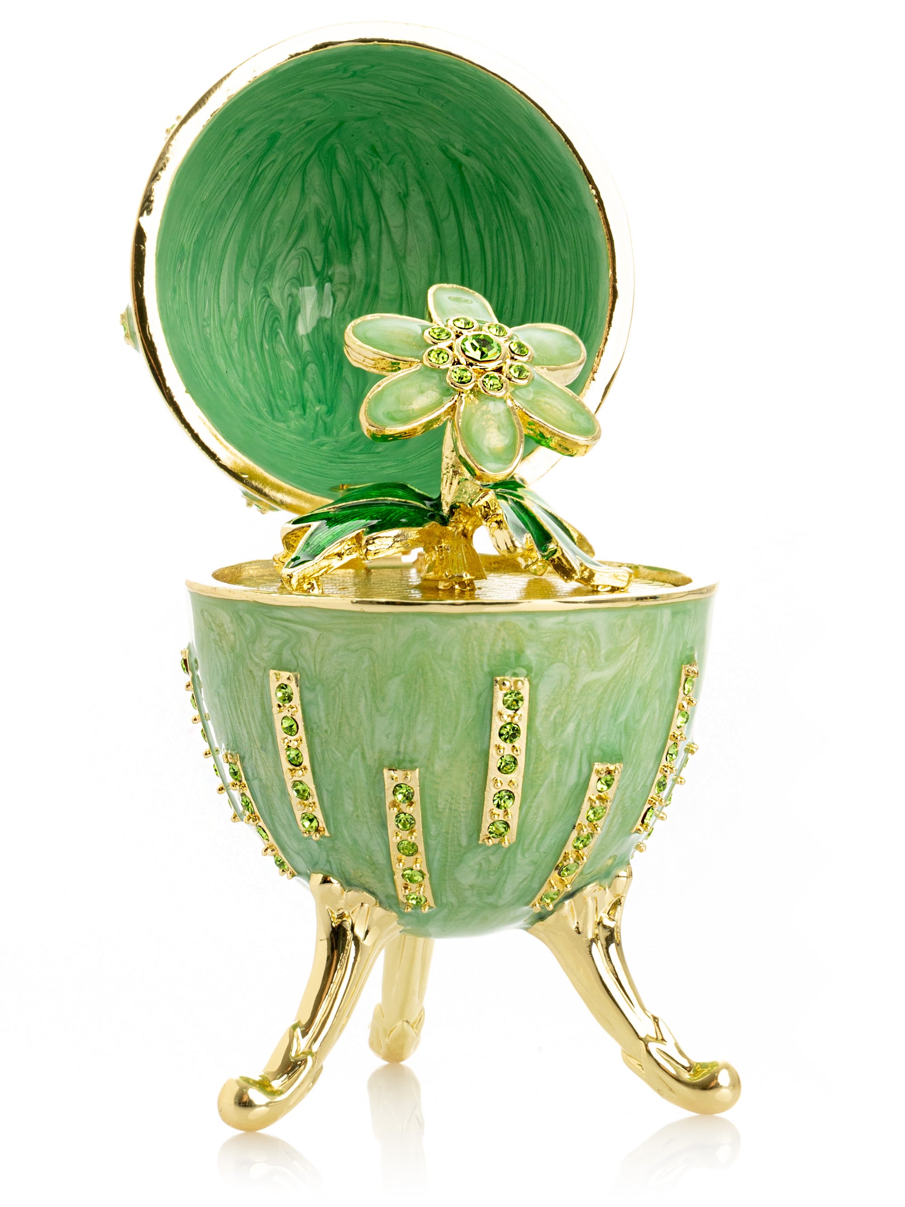 Green Easter Egg with Flowers Hidden compartment