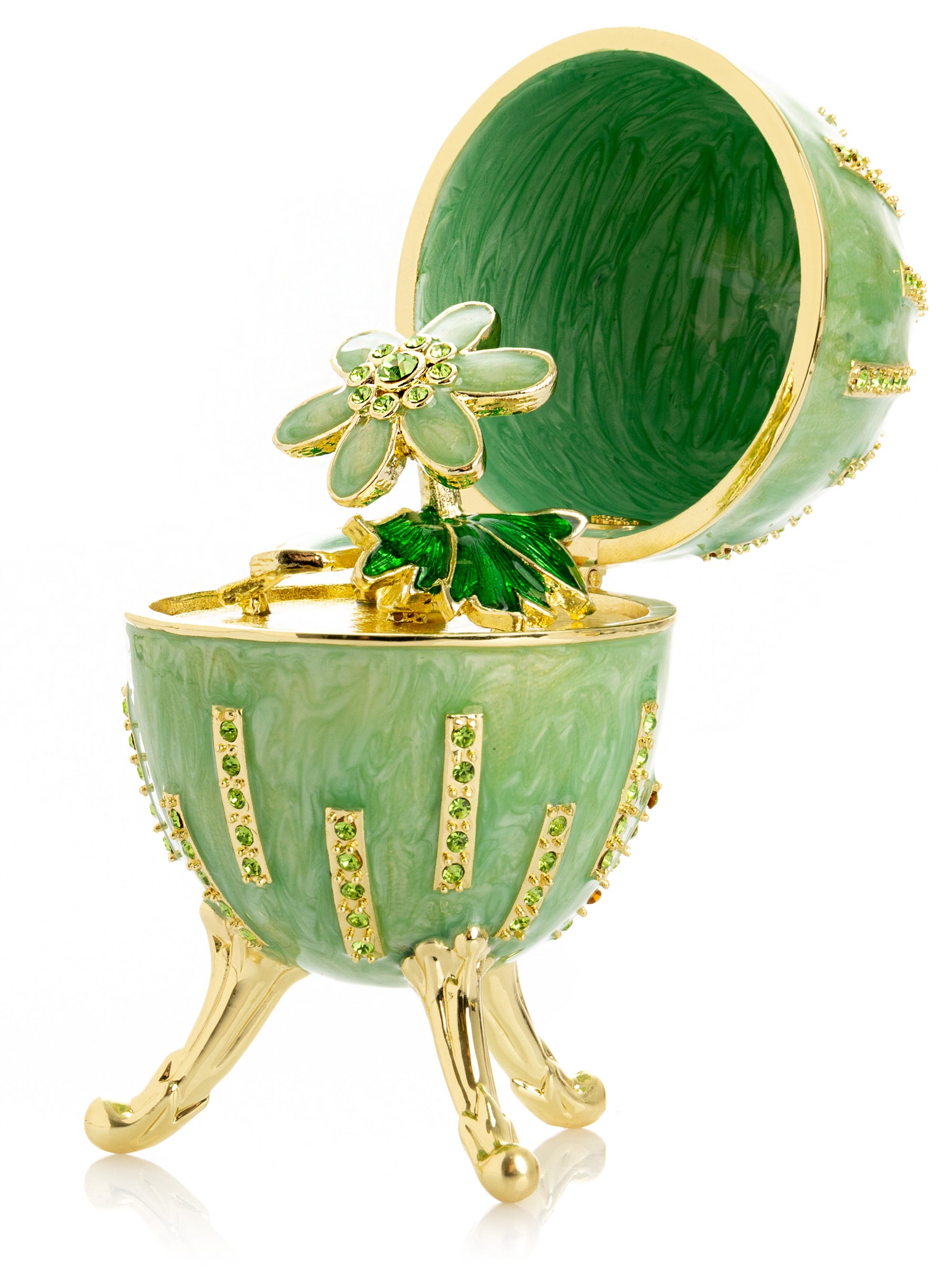 Green Easter Egg with Flowers Hidden compartment