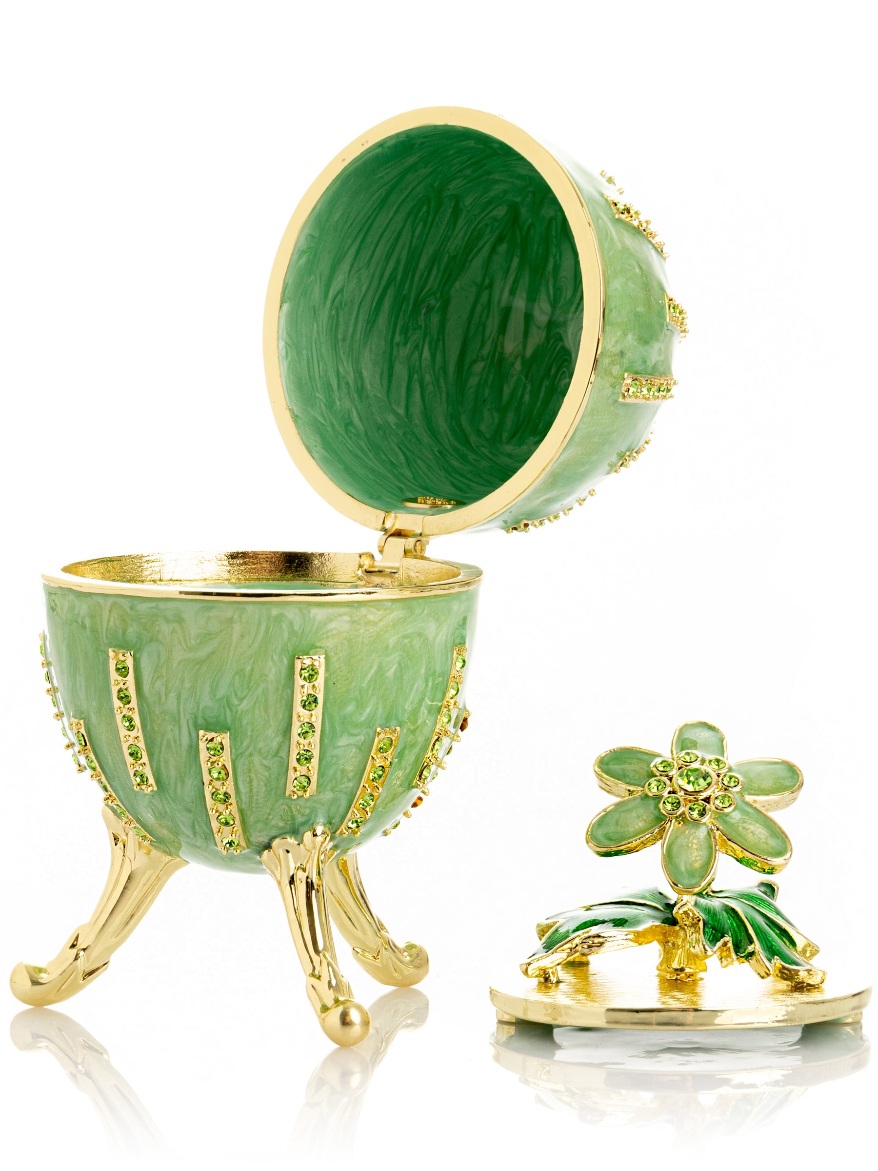 Green Easter Egg with Flowers Hidden compartment