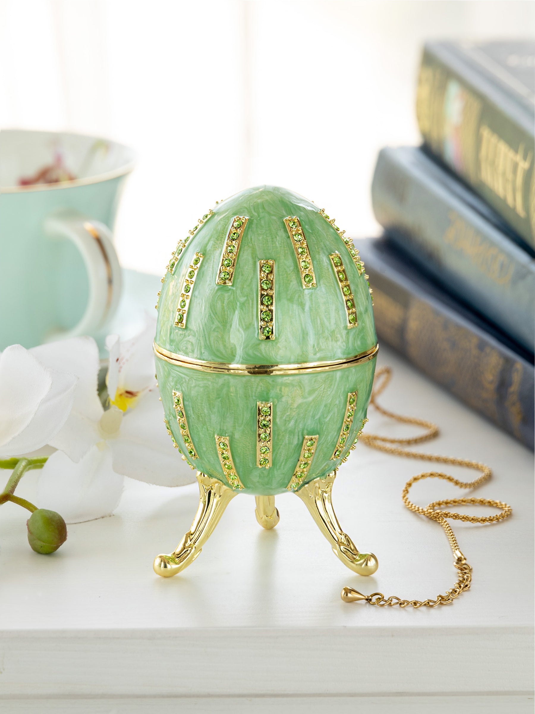 Green Easter Egg with Flowers Hidden compartment