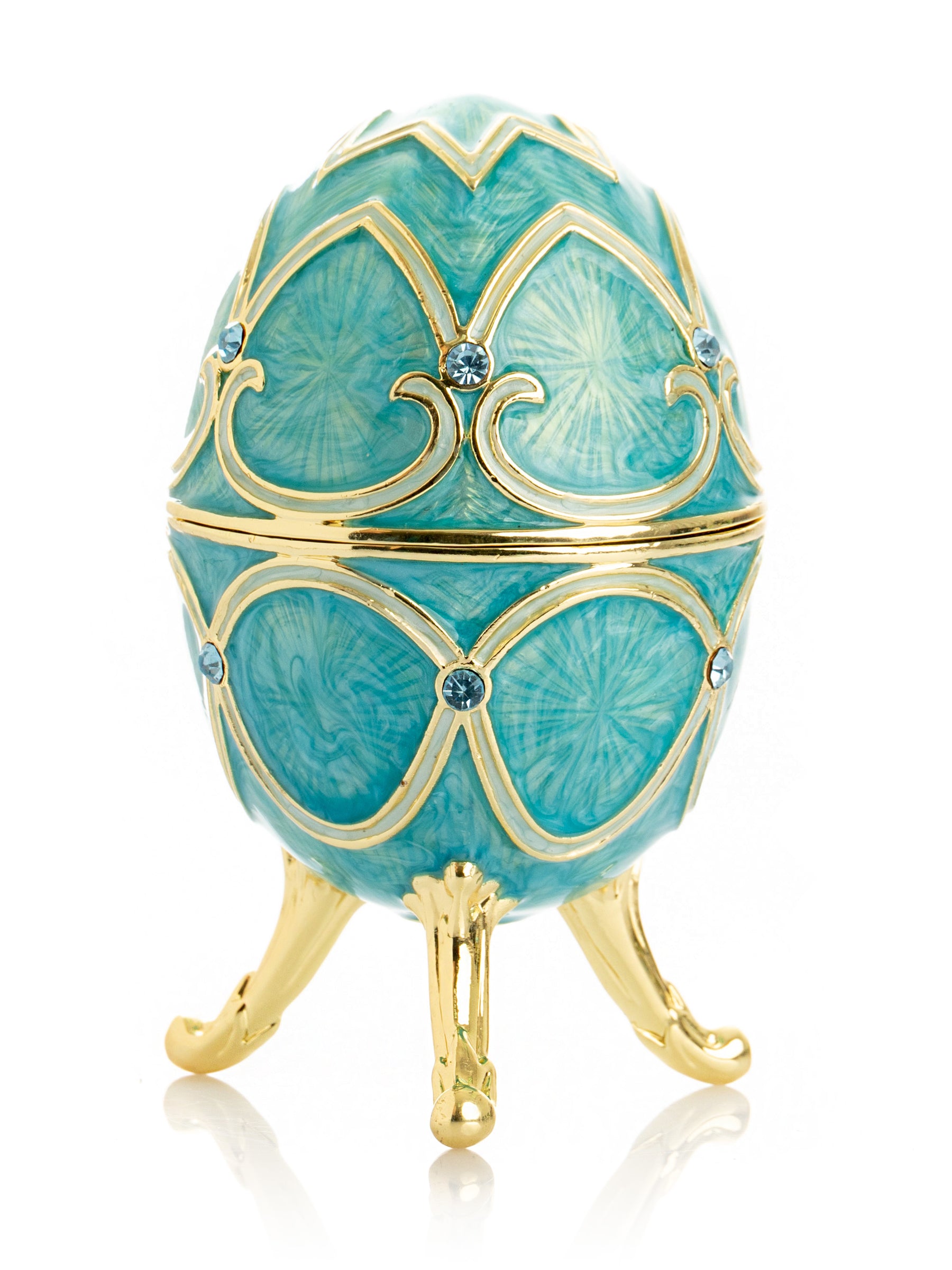 Turquoise Easter Egg with Cat Hidden compartment