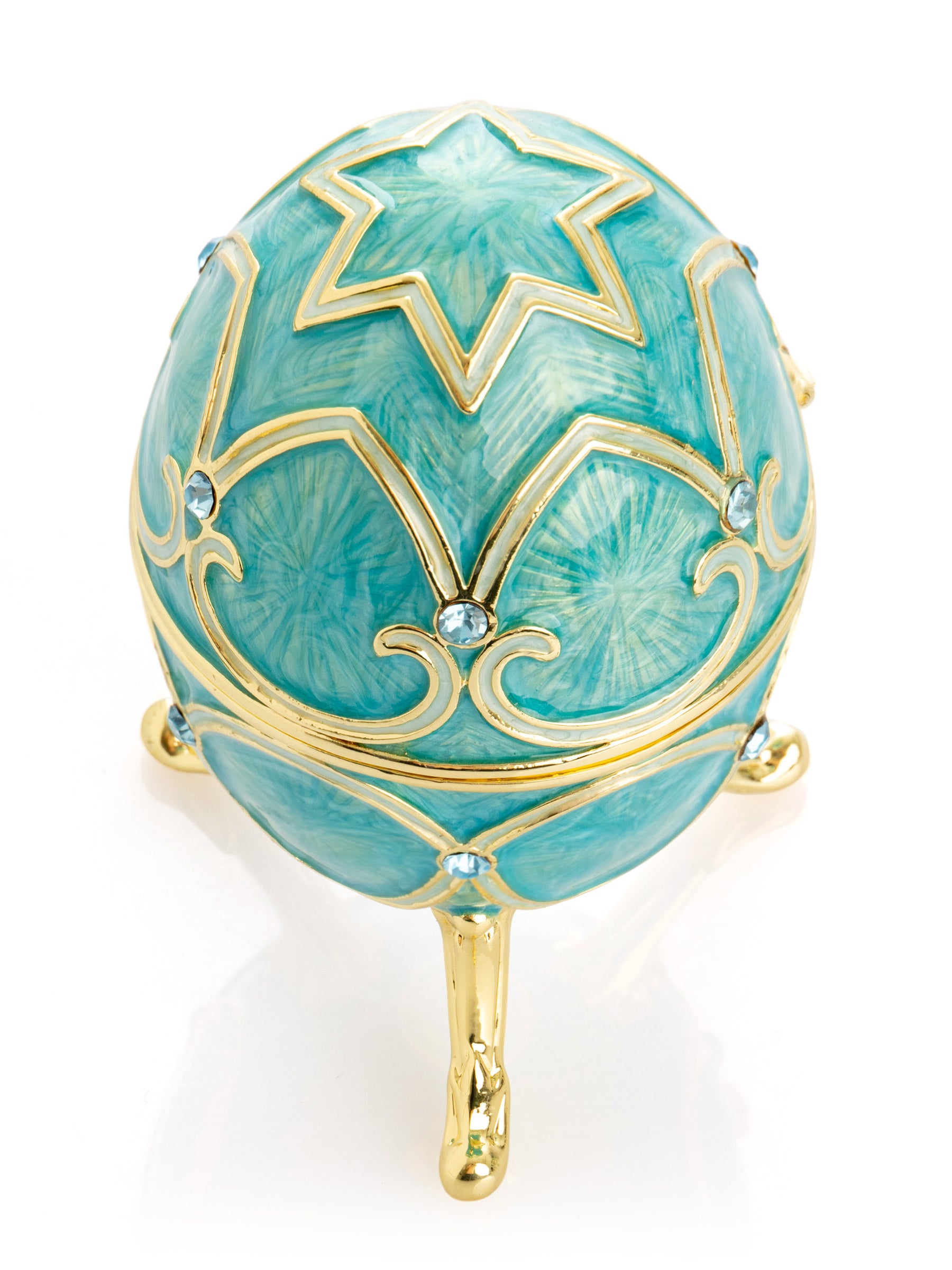 Turquoise Easter Egg with Cat Hidden compartment