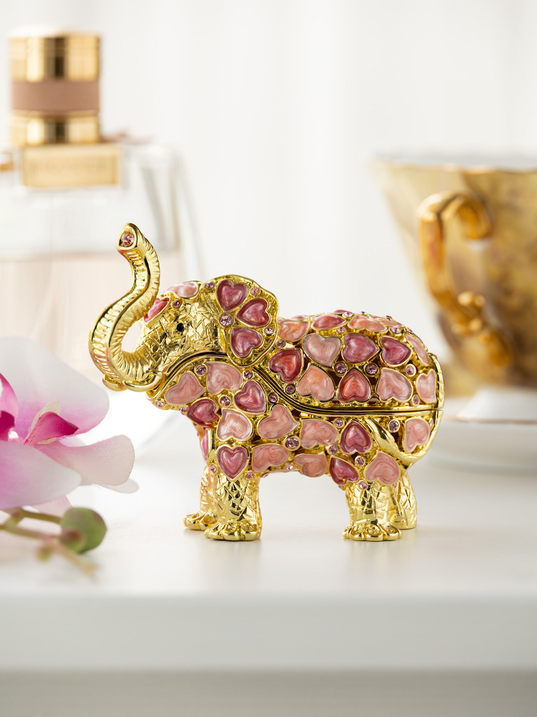 Golden Elephant with Hearts