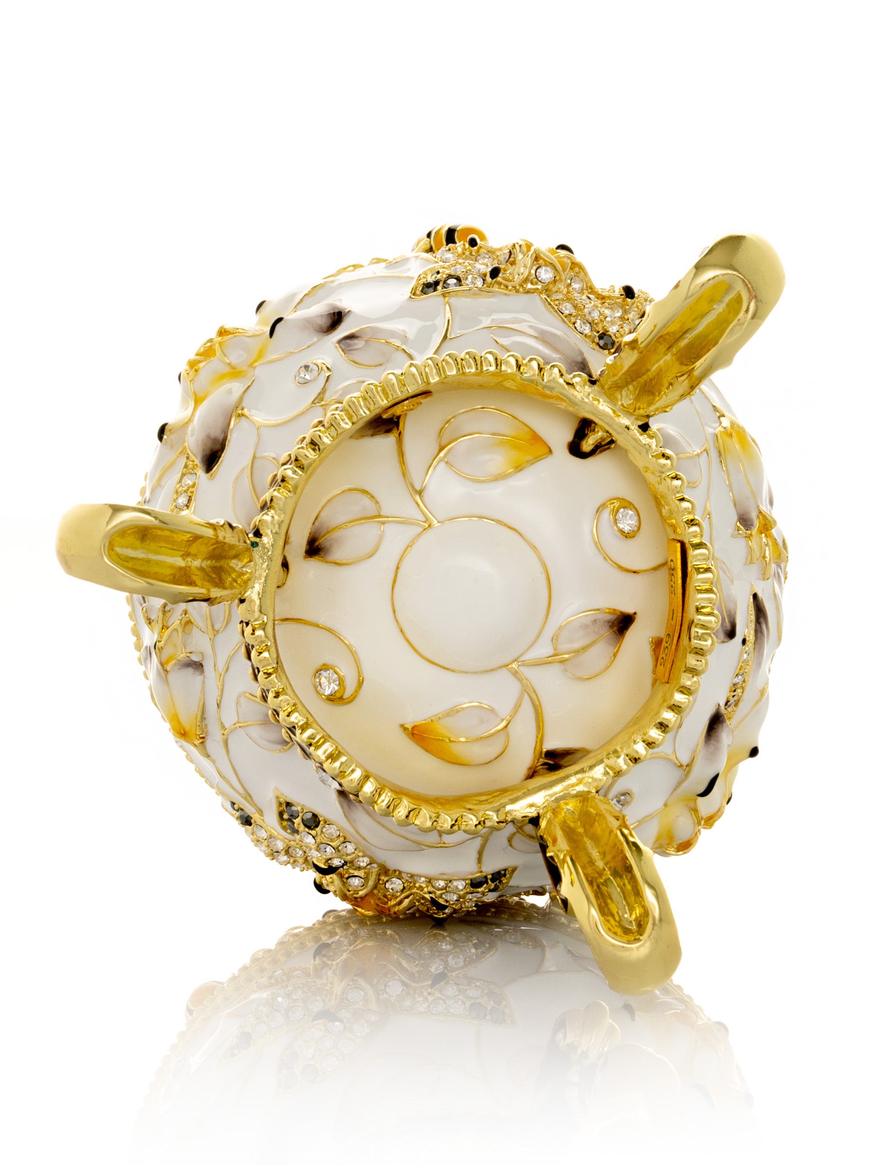 Keren Kopal White Faberge Egg with Bees and Flowers
