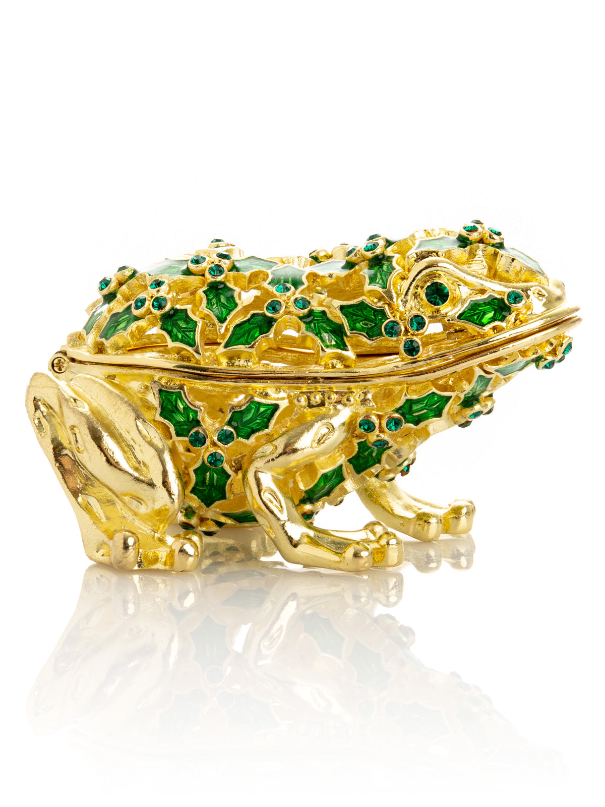 Keren Kopal Gold & Green Frog Trinket Box