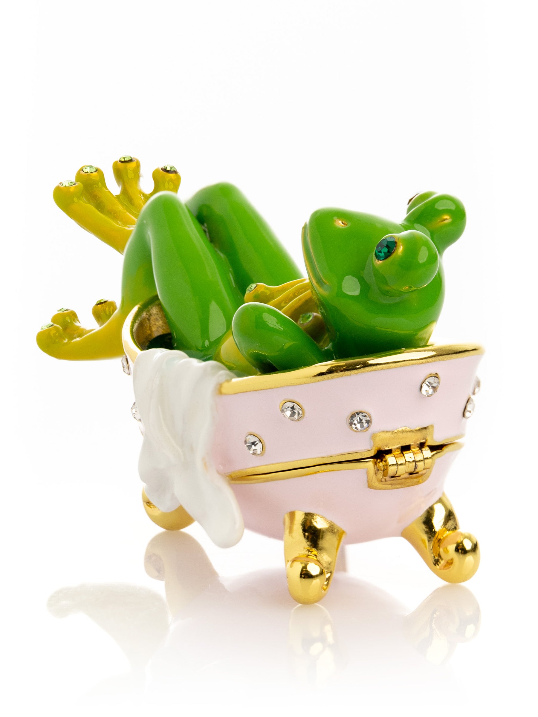 Frog In Bathtub Trinket Box