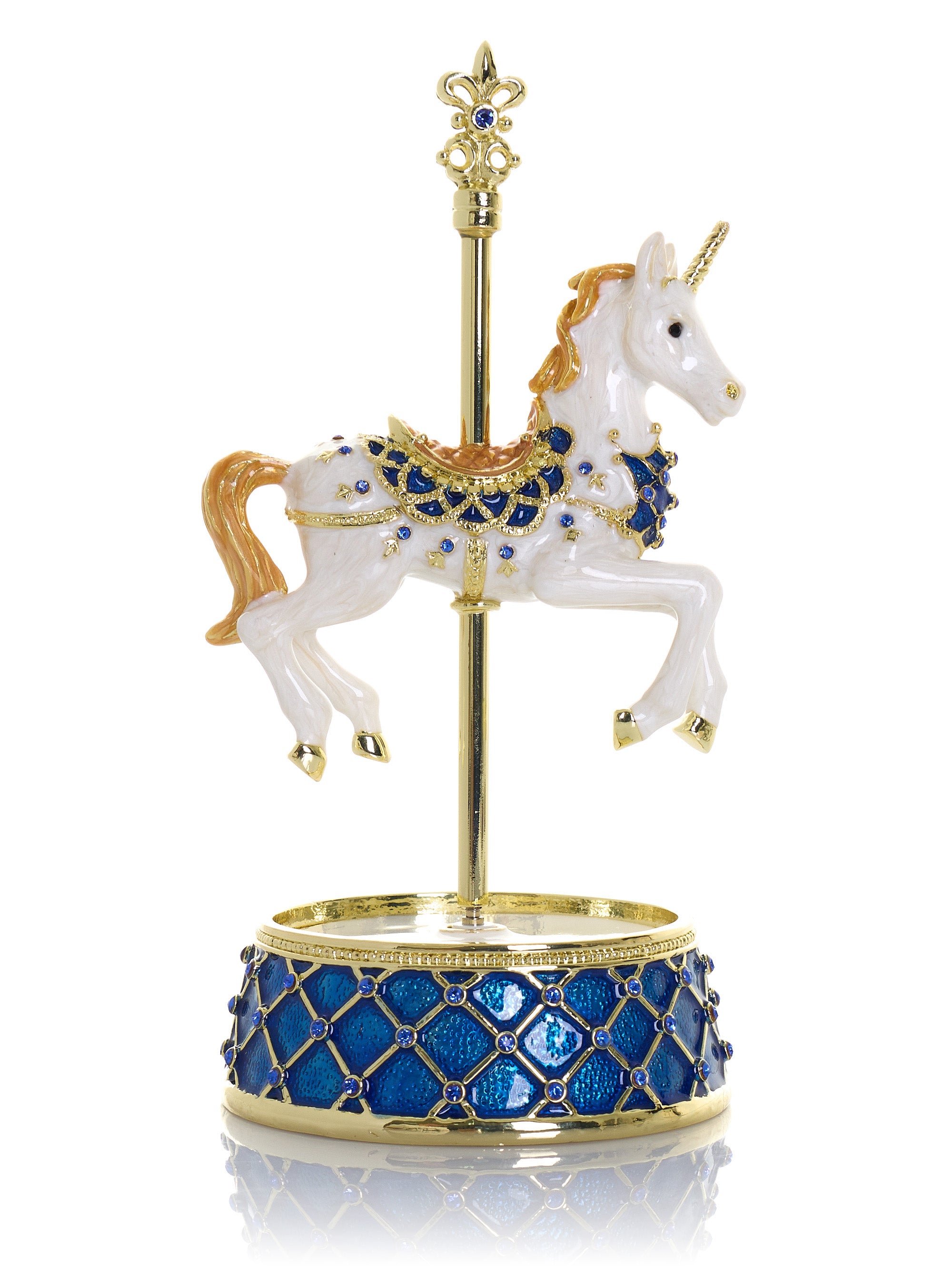 White Unicorn Carousel Music Box | Keren Kopal