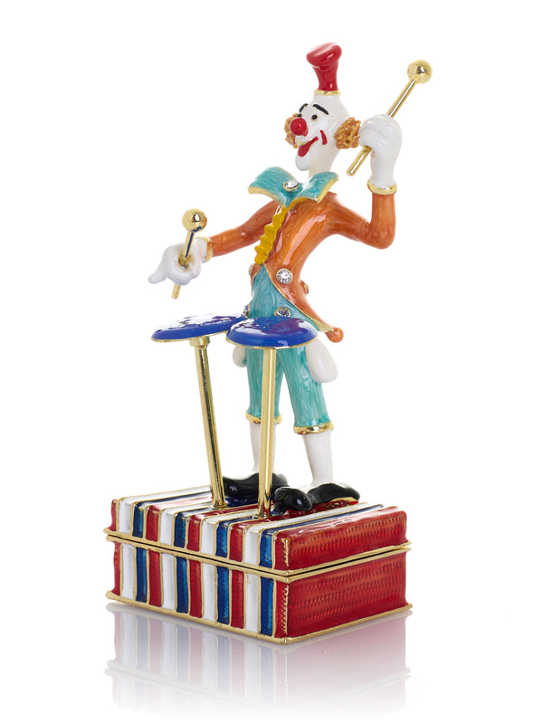 Keren Kopal Musical Circus Clown with Timpani Drums Trinket Box