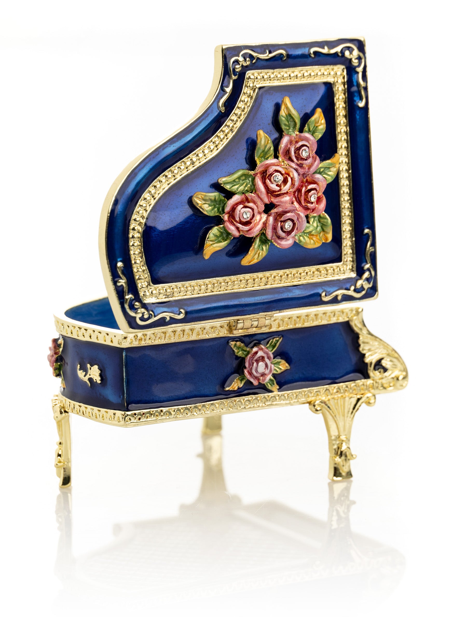 Blue Piano with Flowers