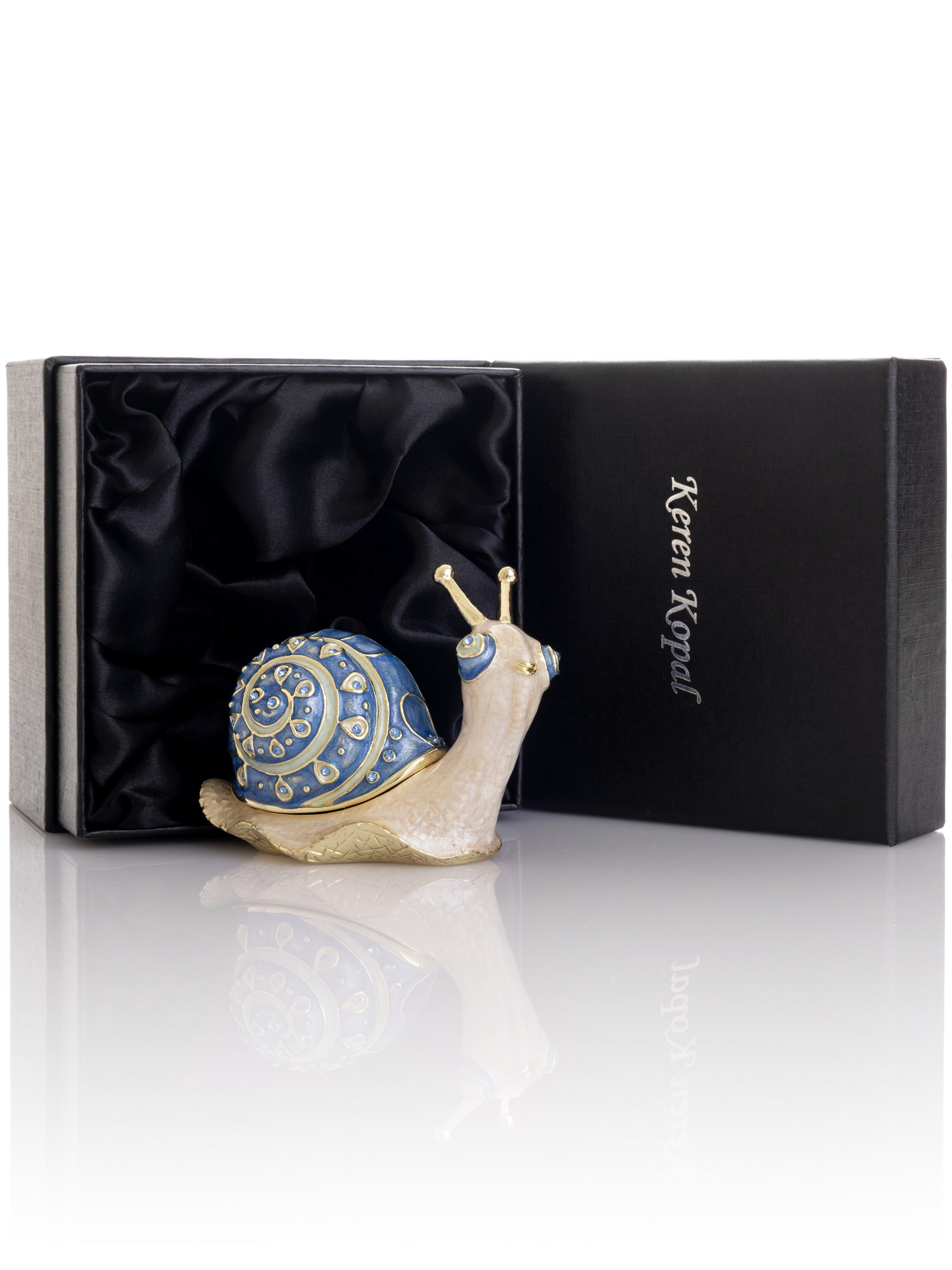 Gold & Blue Jeweled Snail Trinket Box