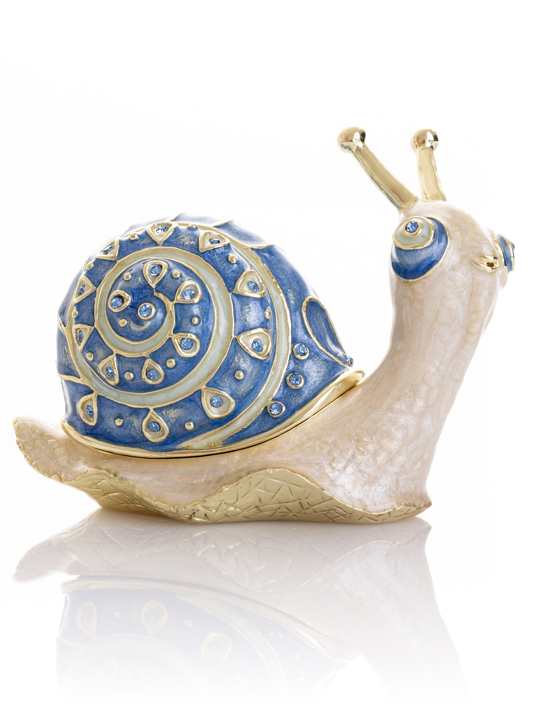 Gold & Blue Jeweled Snail Trinket Box