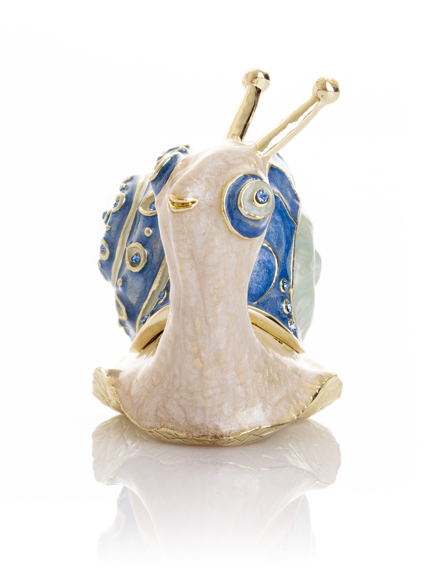 Gold & Blue Jeweled Snail Trinket Box