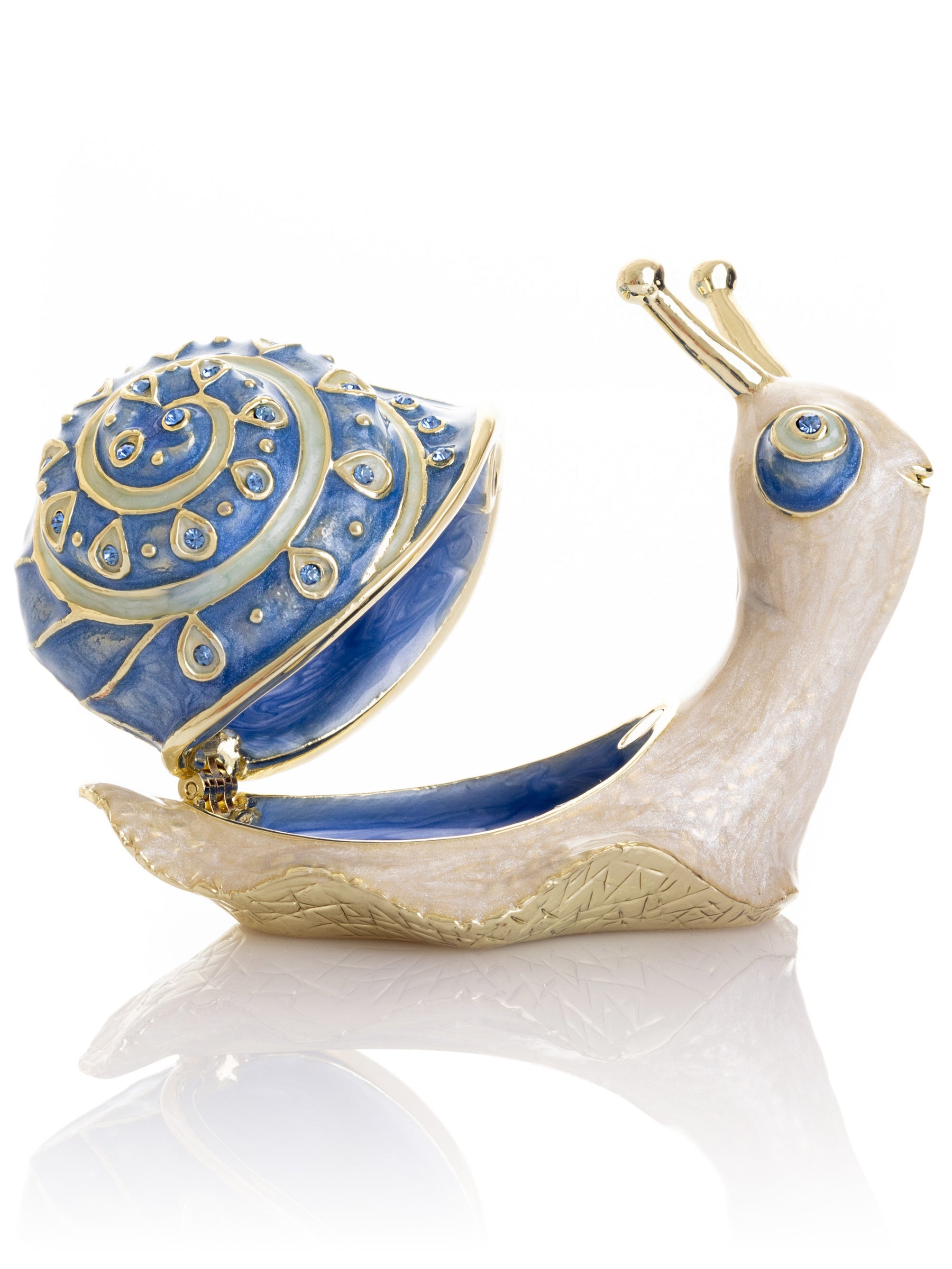 Gold & Blue Jeweled Snail Trinket Box