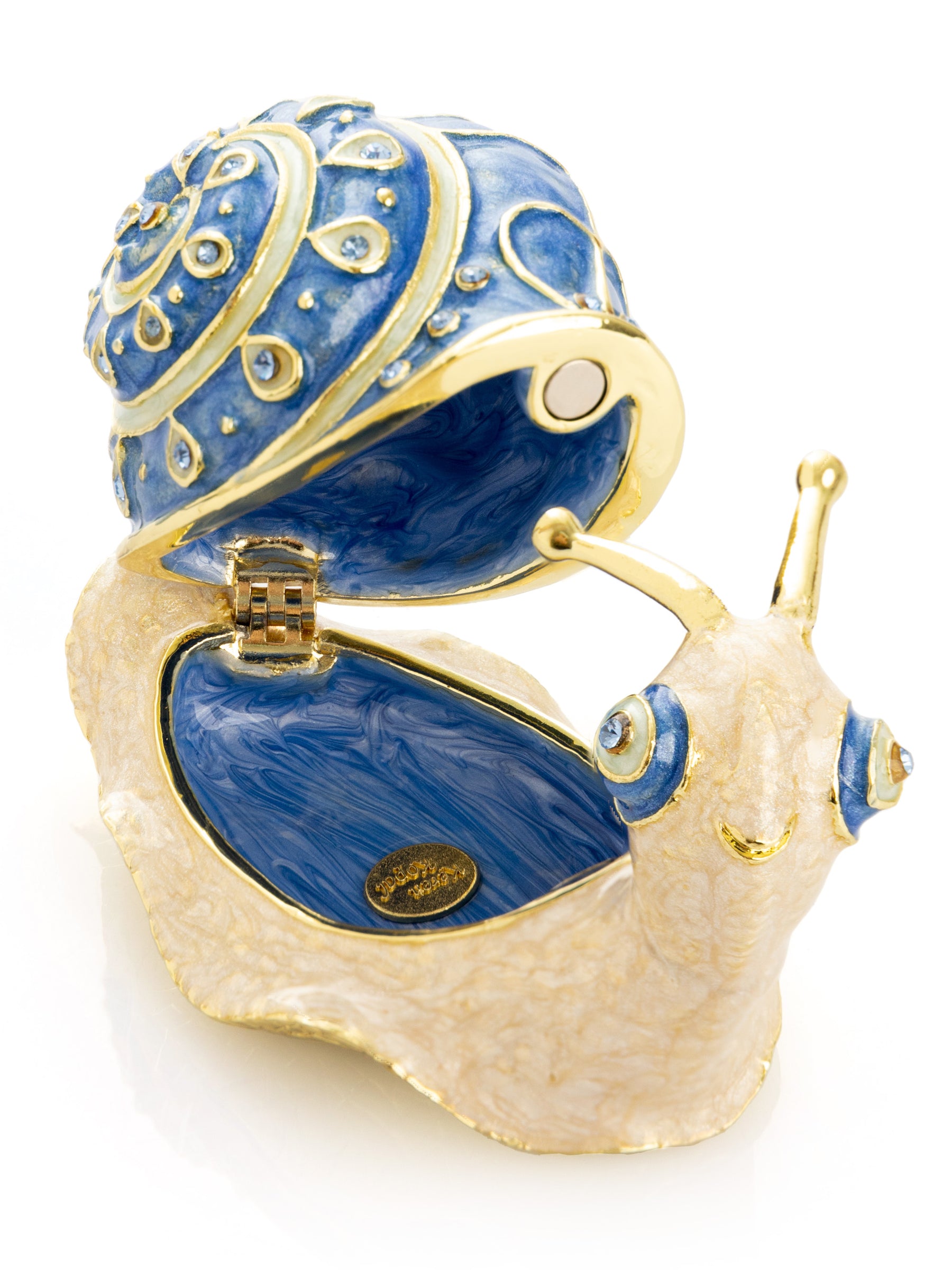 Gold & Blue Jeweled Snail Trinket Box