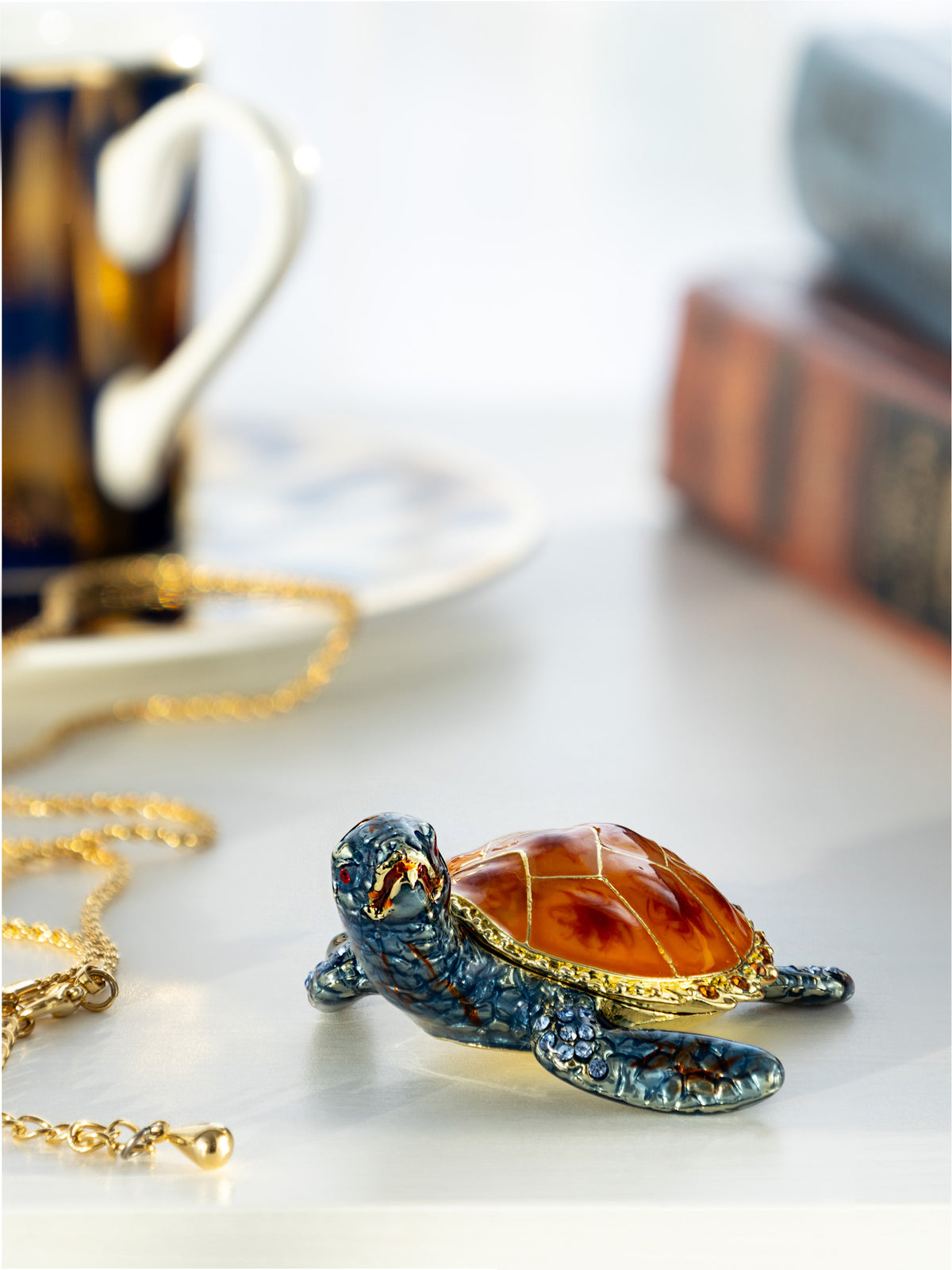 Keren Kopal Blue Sea Turtle Trinket Box