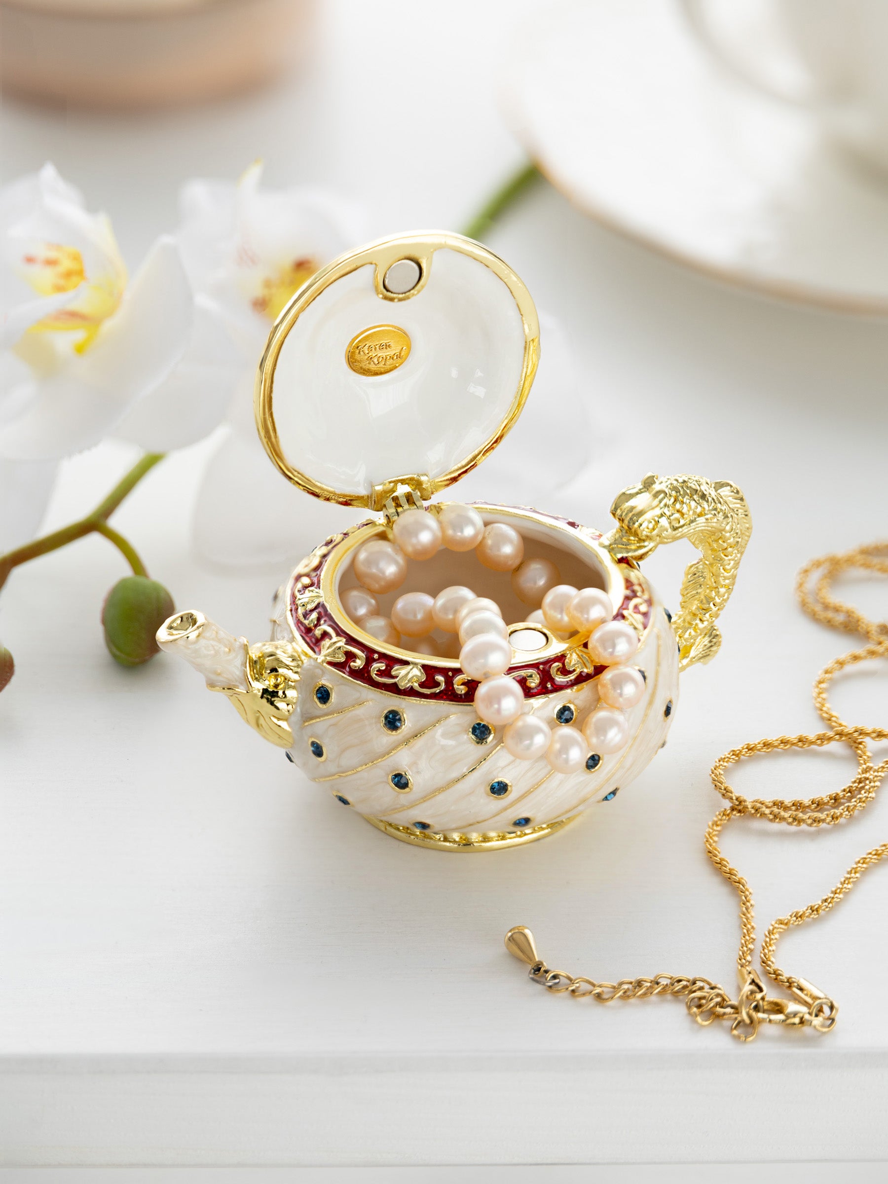 White with Colorful Dots Teapot