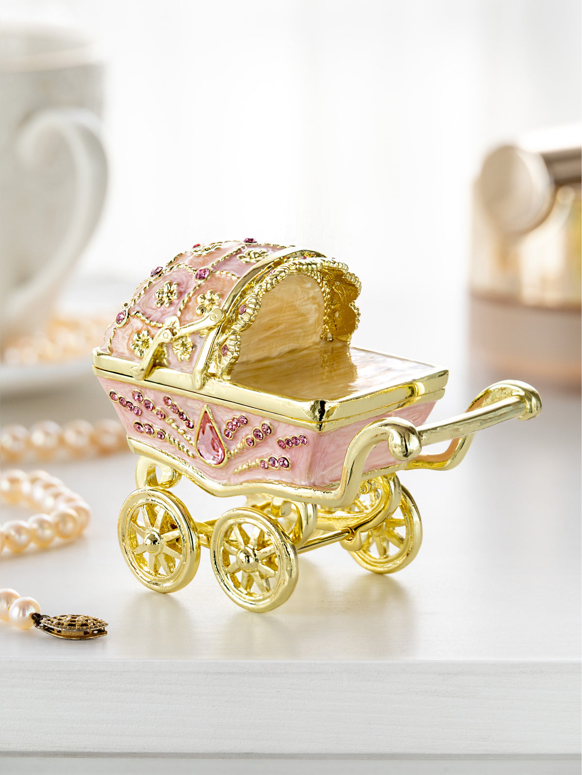 Keren Kopal Pink Baby Carriage Trinket Box